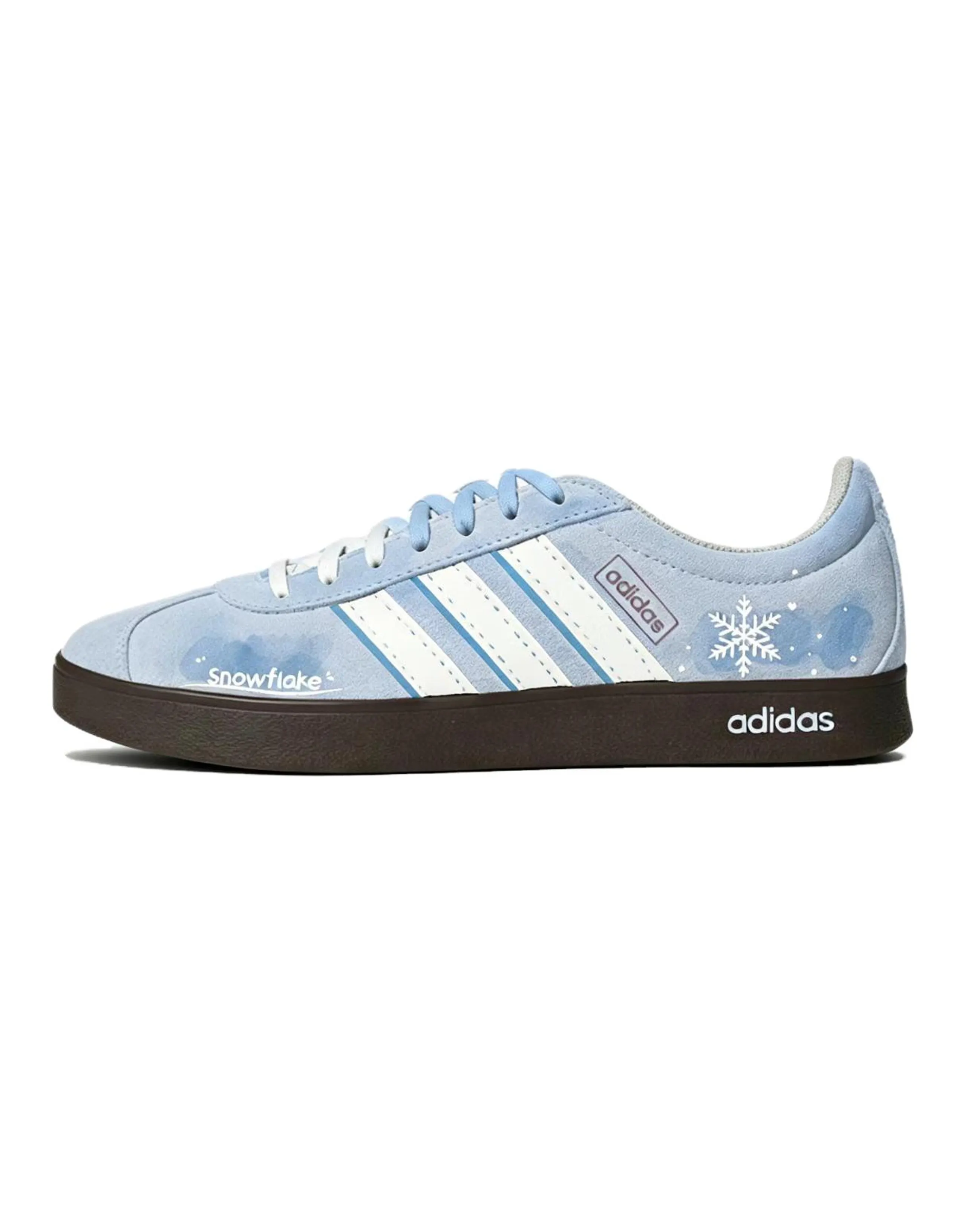 Custom Sneakers adidas Vl Court Classic Suede Exquisite Hand-Painted Comfortable Versatile Anti-Slip Wear-Resistant Low-Top German Training Shoes Unisex Light Blue