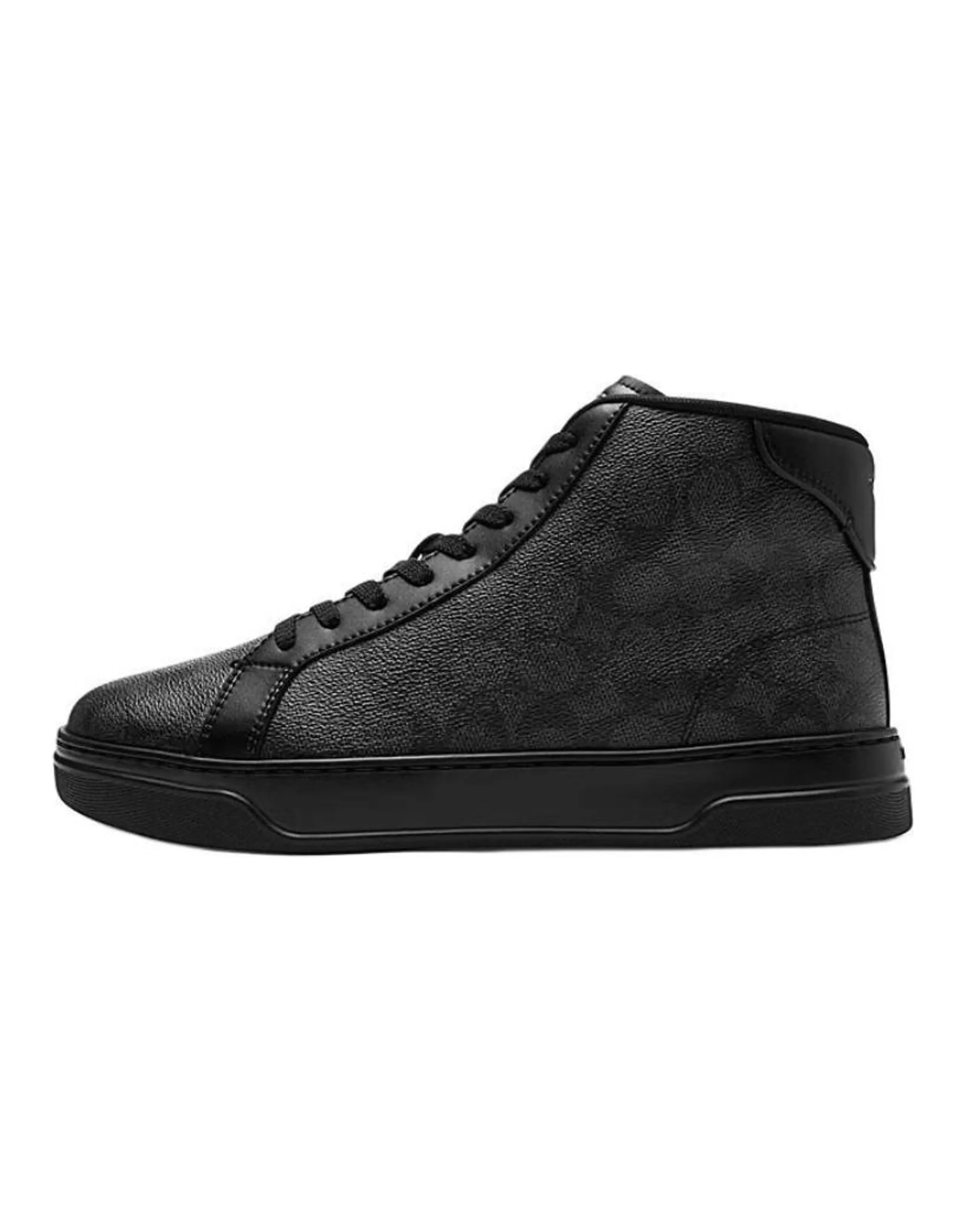 COACH Signature Skateboard Shoes Men High-Top Black