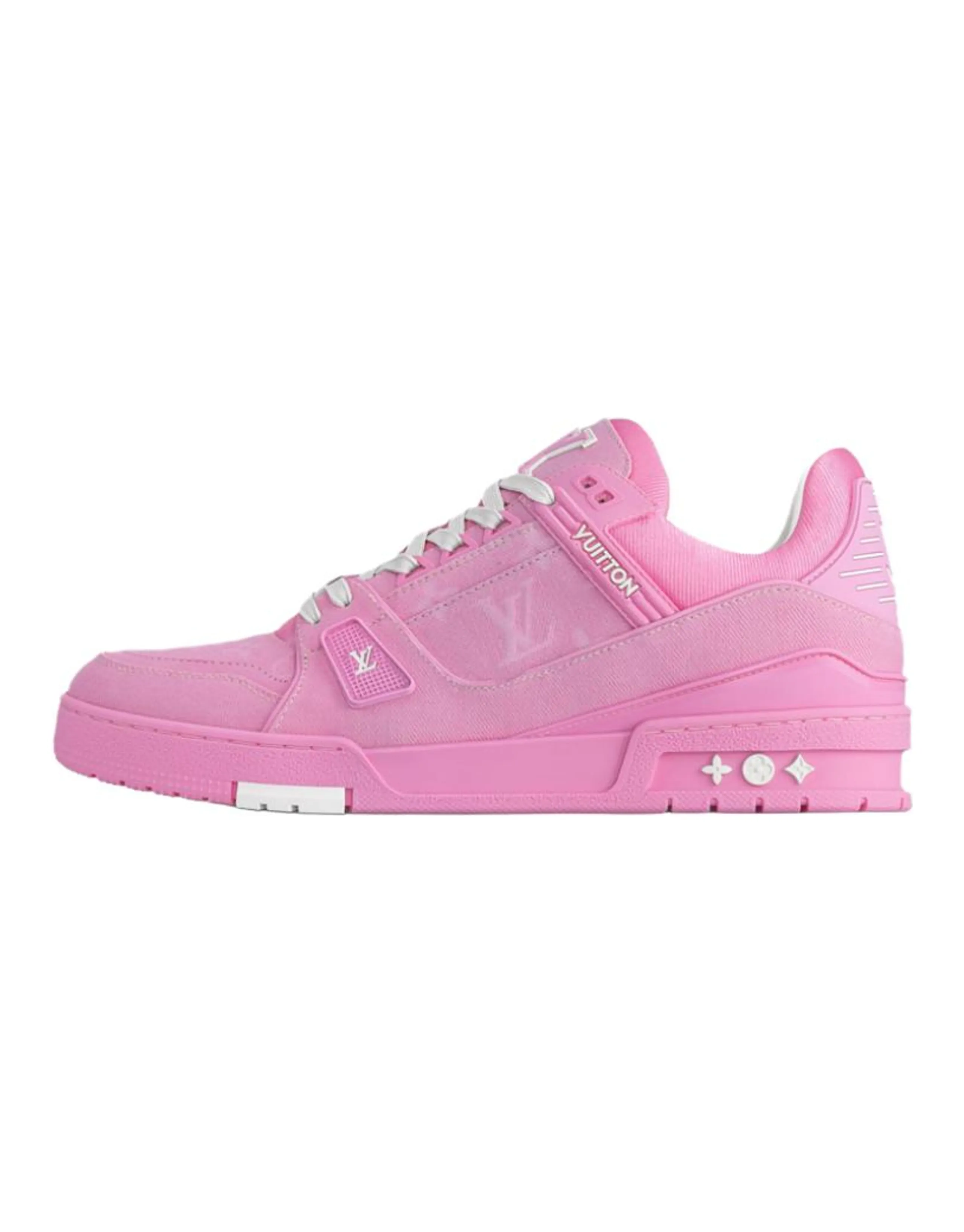 LOUIS VUITTON Trainer Flat Round Toe Low-Top Skate Shoes Men's Pink