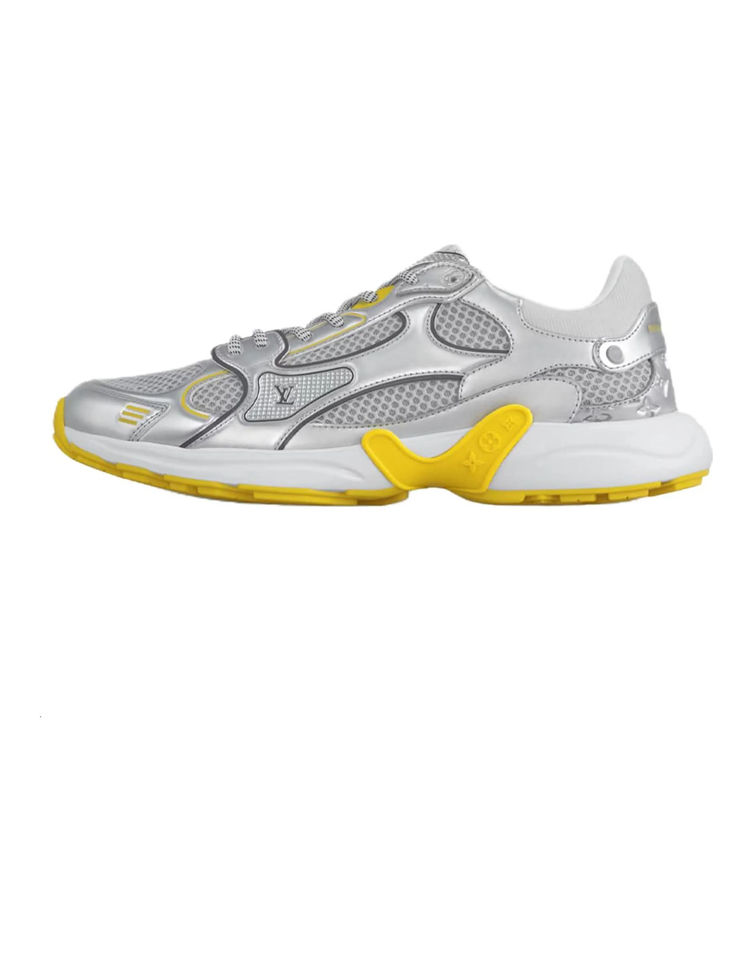 LOUIS VUITTON Olympia Round Toe Lace-Up Low-Cut Casual Shoes Women's Silver Yellow
