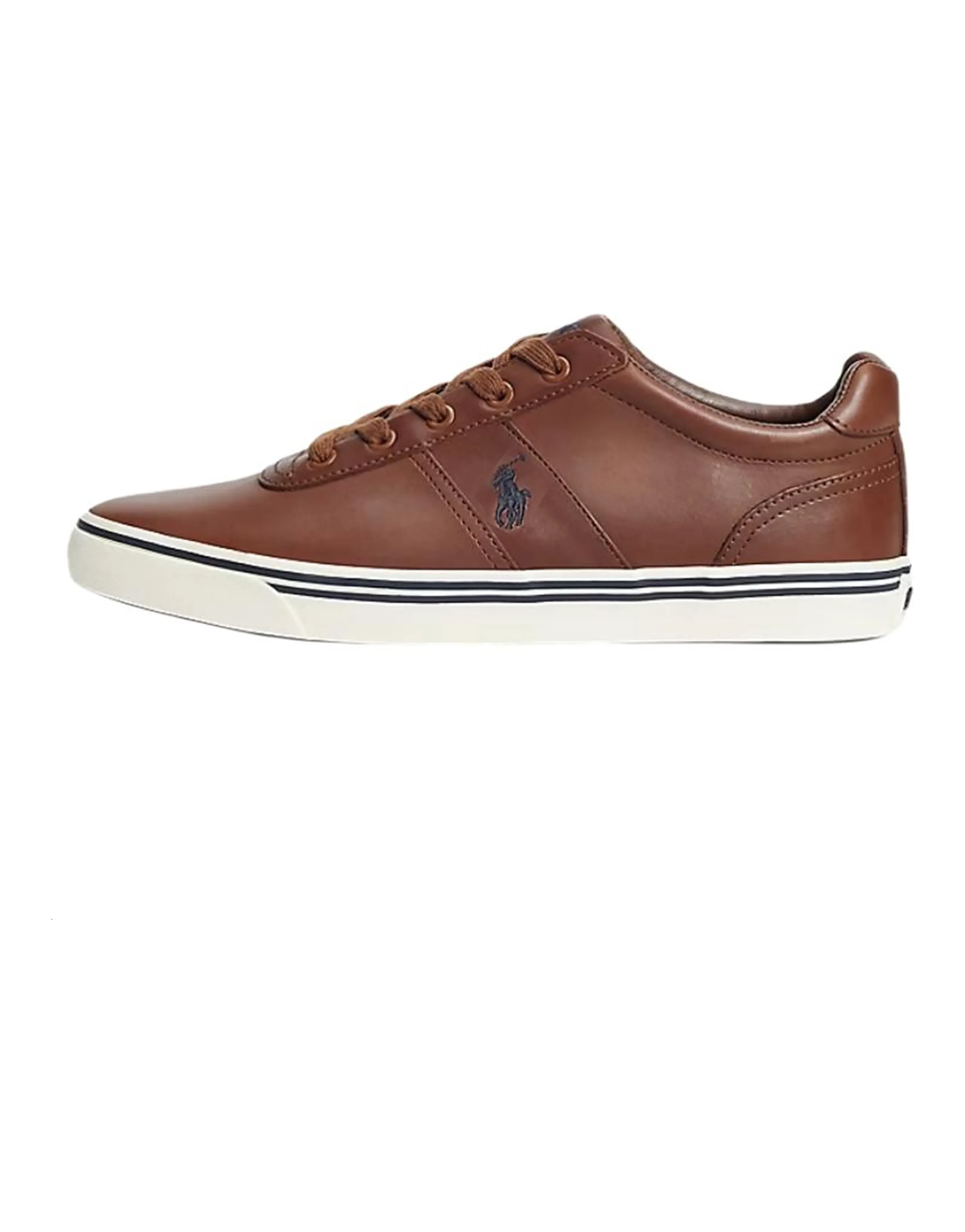 Polo Ralph Lauren Hanford Leather Round-Toe Lace-Up Low-Top Sneakers Men's Brown