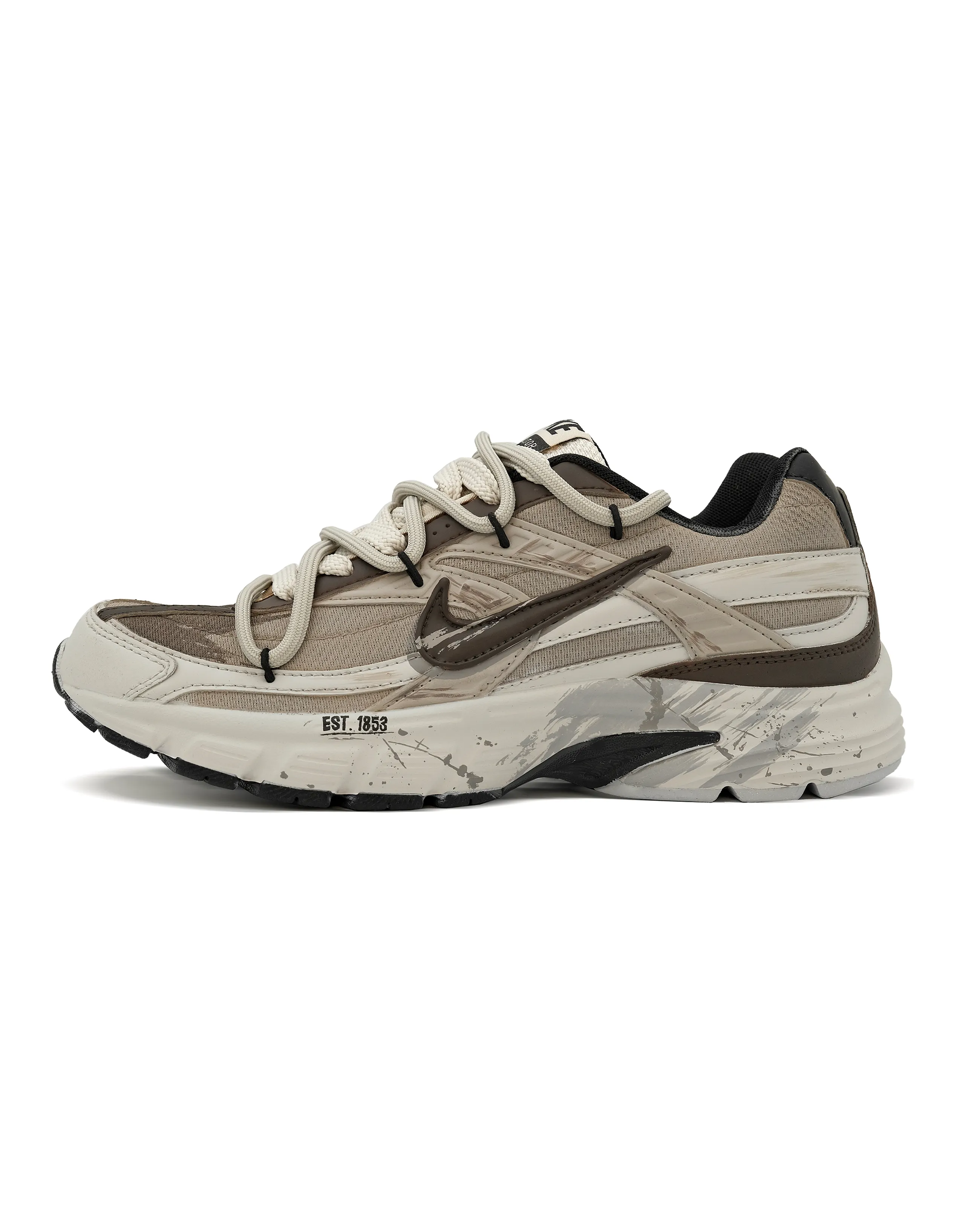 Custom Nike Initiator 'Hare' Graffiti Distressed Retro Low-Top Running Shoes Men's Brown