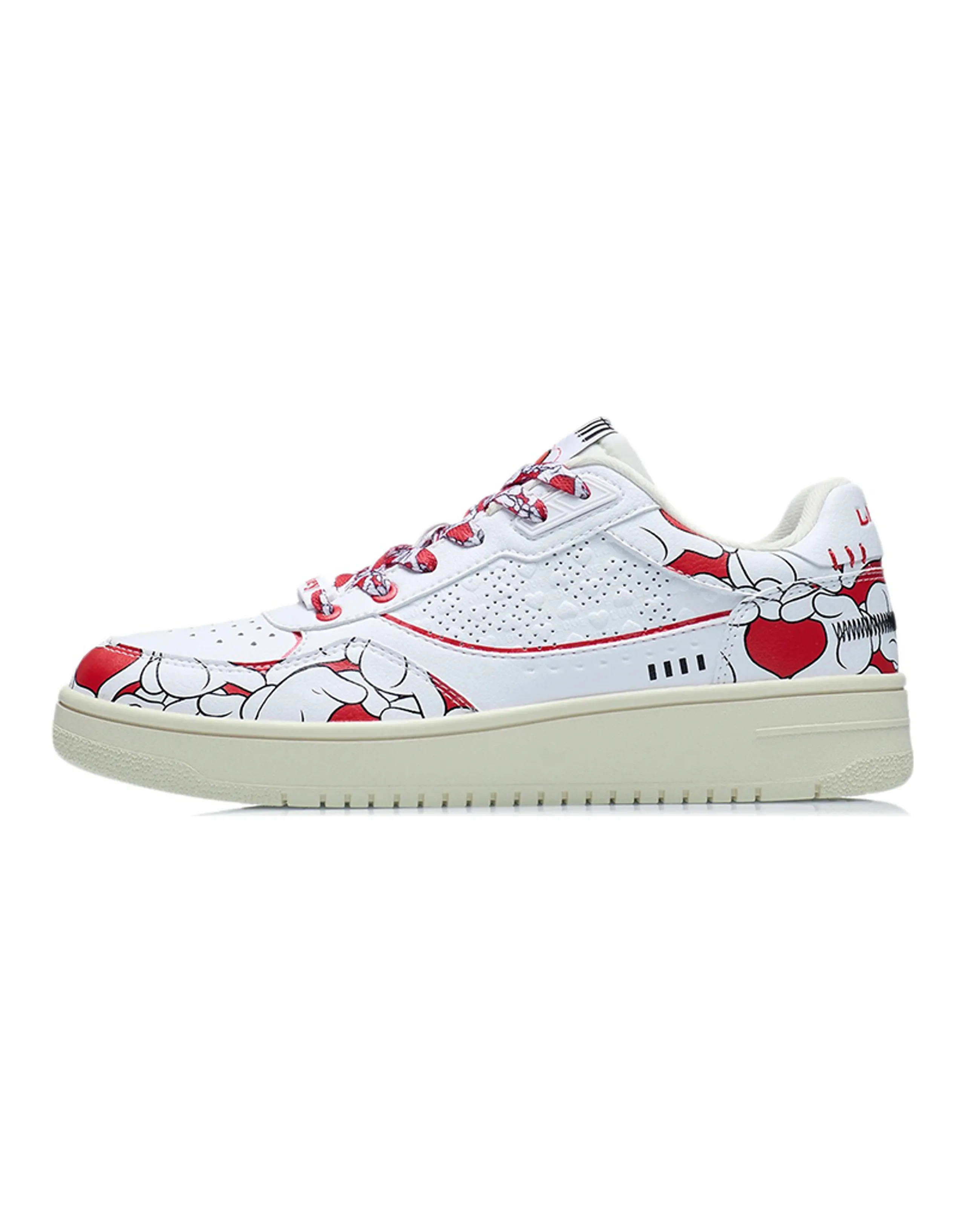 Disney X LINING Disney Skateboard Shoes Men Low-Top Standard White/Red Cherry