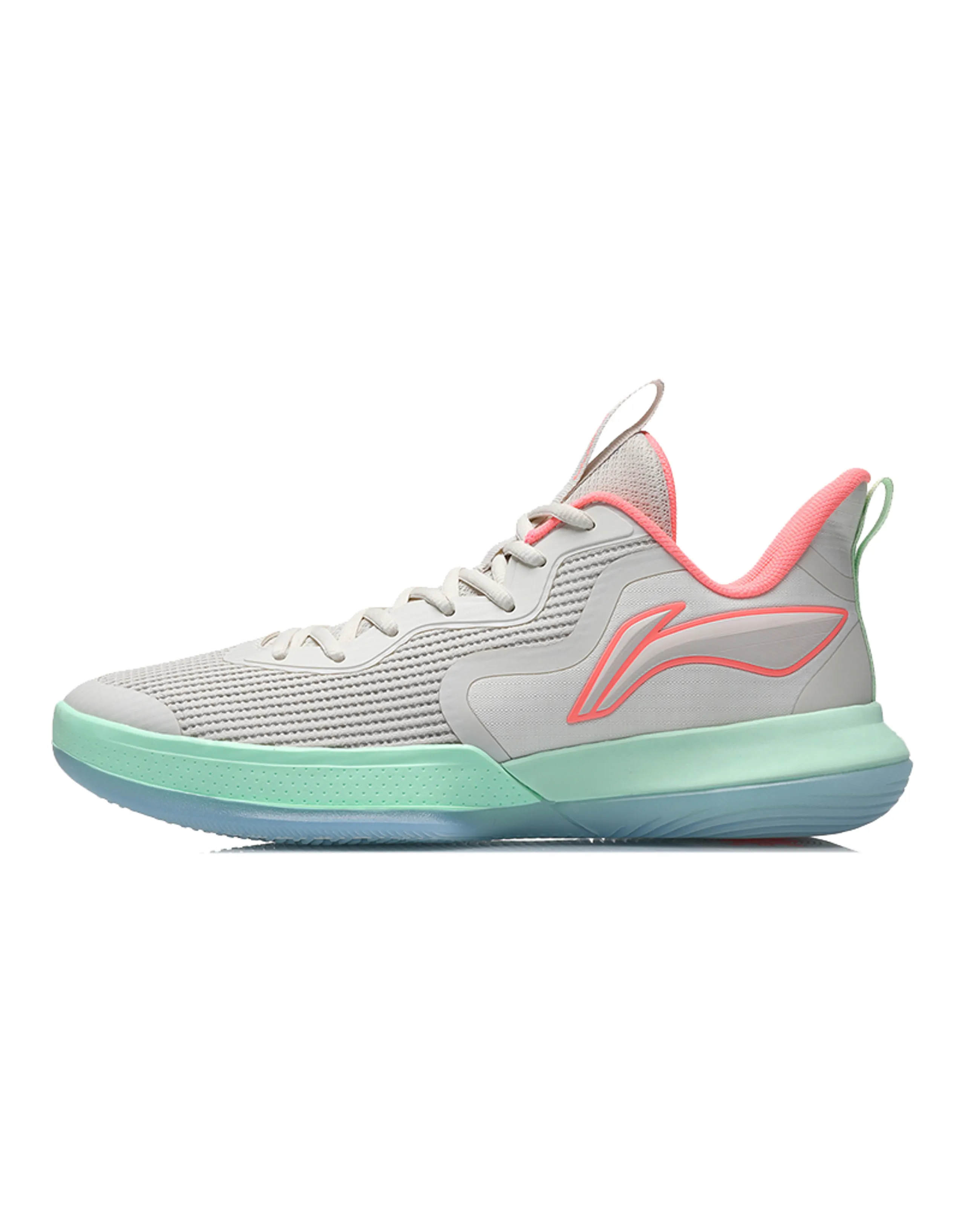 LINING Flash Basketball Shoes Men Low-Top Gray/Green/Pink