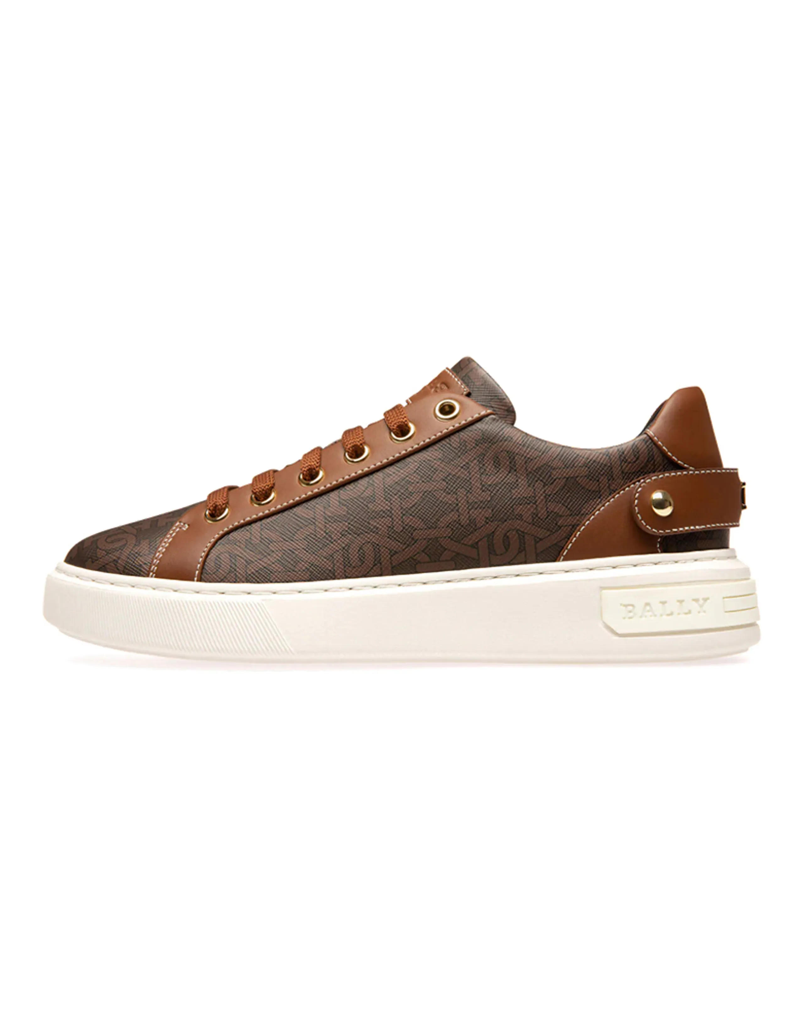 BALLY Miky Metal Patch Versatile Sporty Low-Top Fashion Skate Shoes Women's Brown
