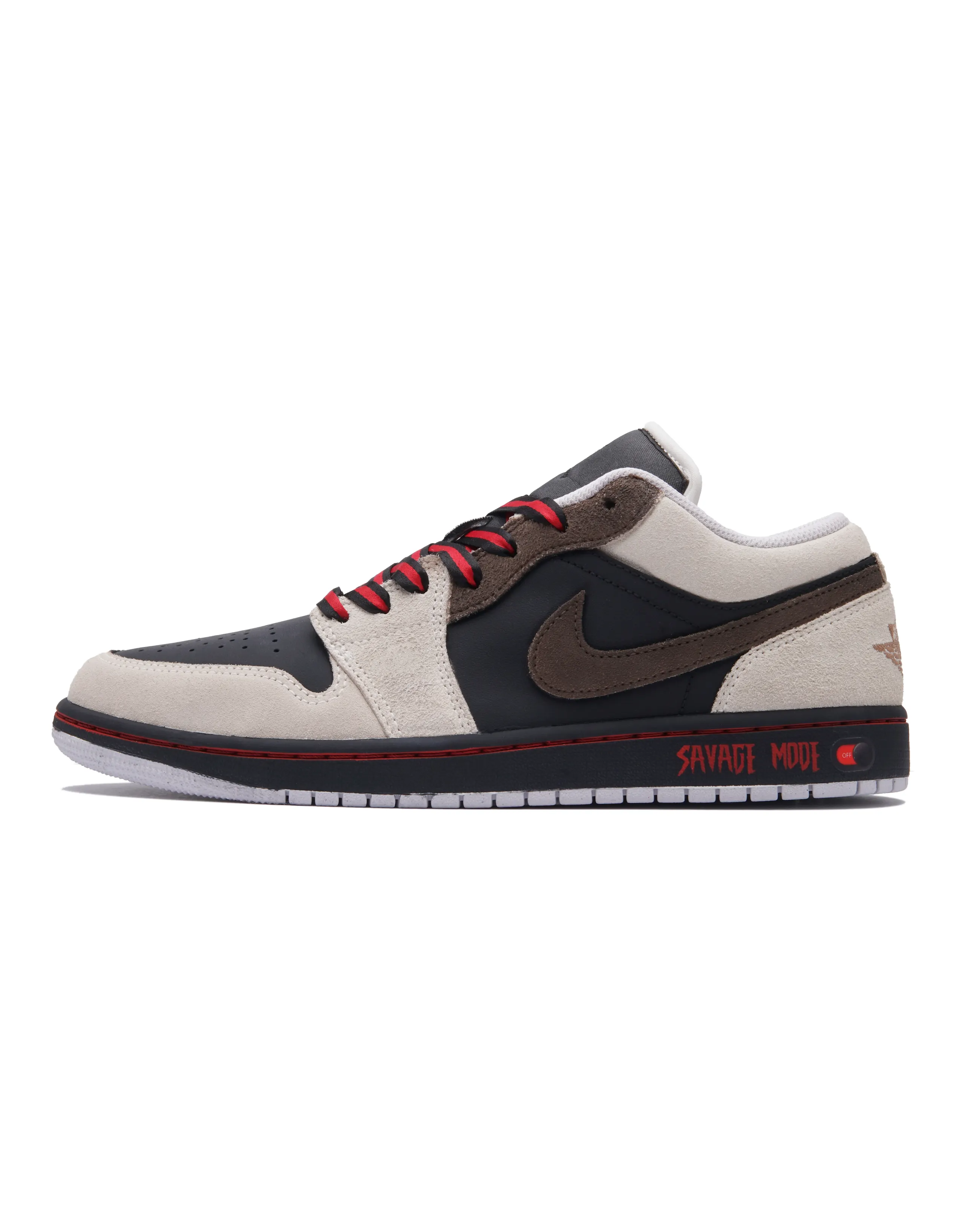 Jordan Air Jordan 1 $avage Slip-Resistant Low-Top Skateboard Shoes Unisex Beige Black Brown