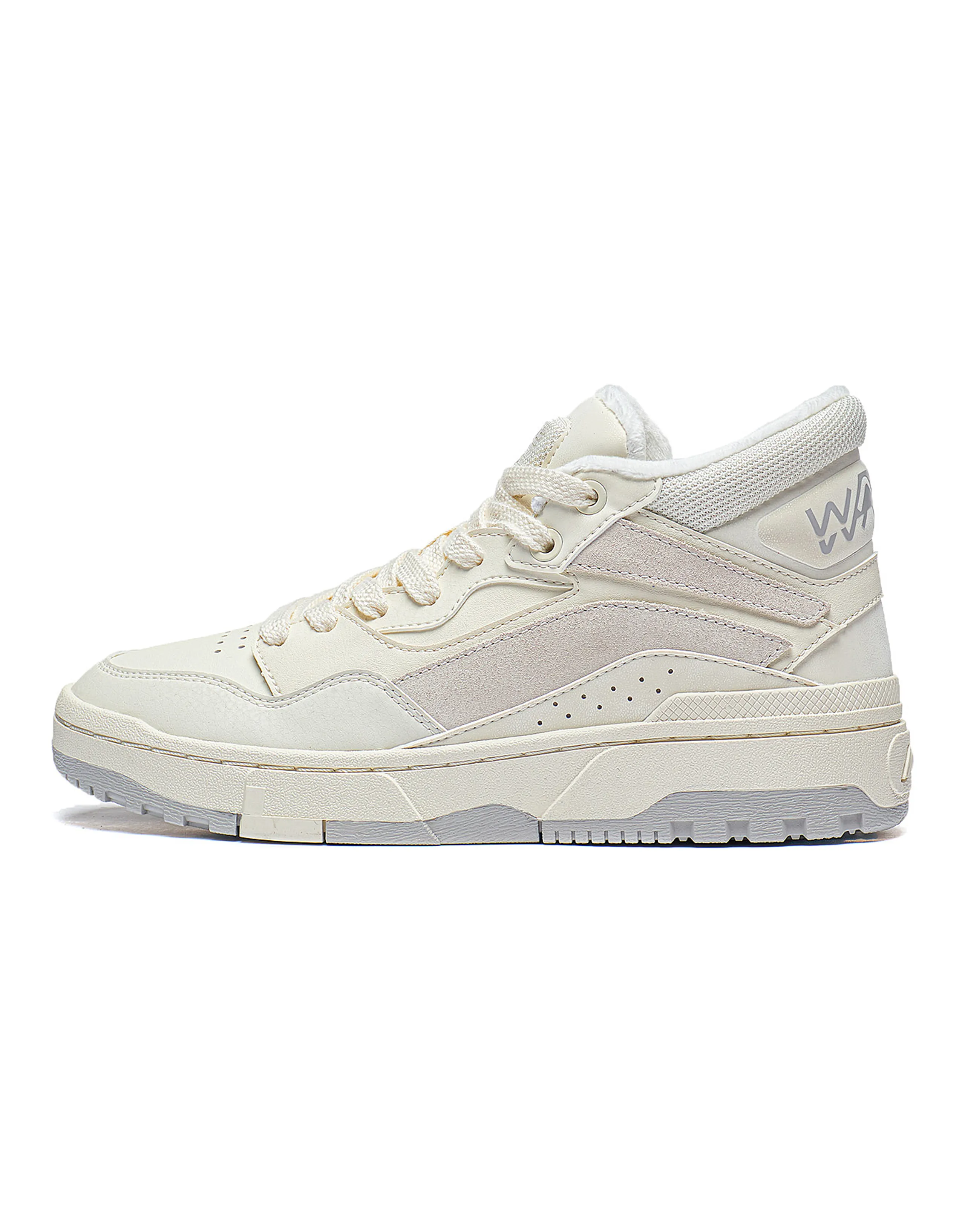LiNing Wave Mid Fleece Durable Breathable High-Top Skateboard Shoes Women's Ecru