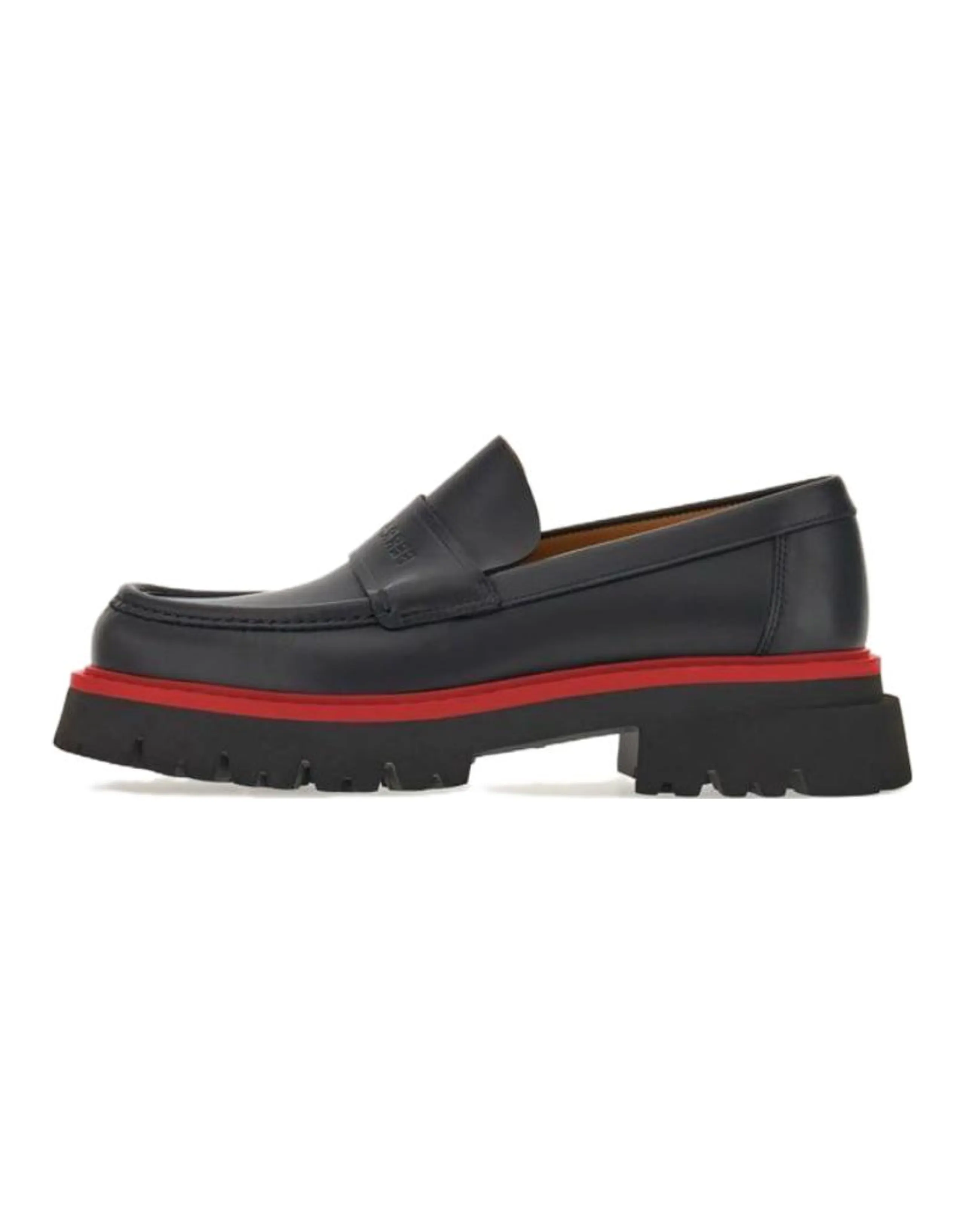 FERRAGAMO Contrasting-sole Leather Loafers