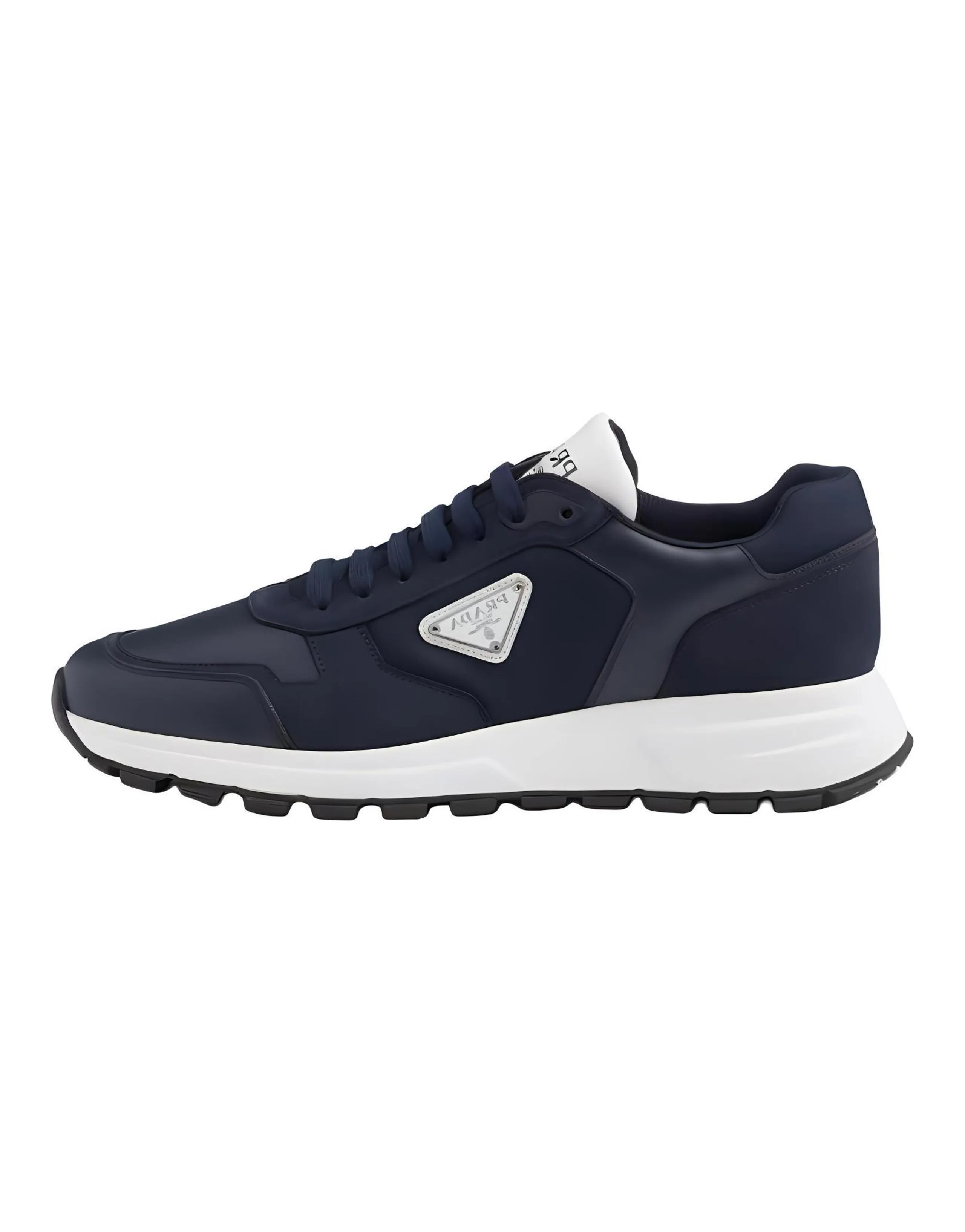 PRADA Leather Versatile Comfort Round Toe Low-Top Lifestyle Shoes Men's Blue