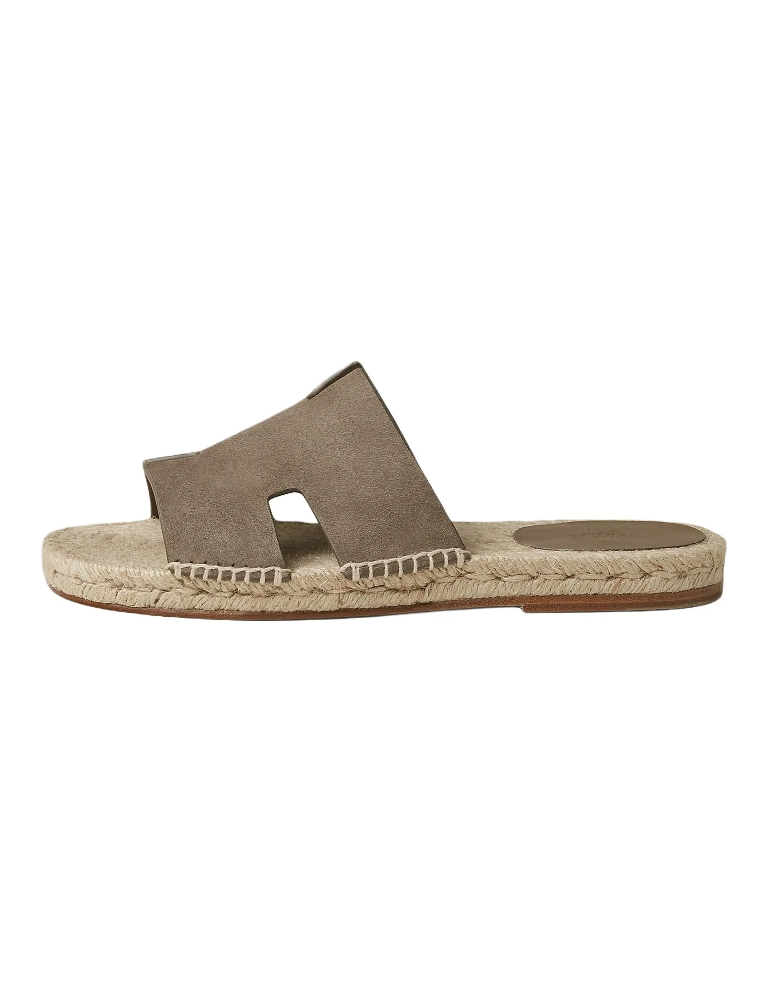 HERMES Antigua Suede Slip-On Cut-Out Single Strap Sandals Men's Brown