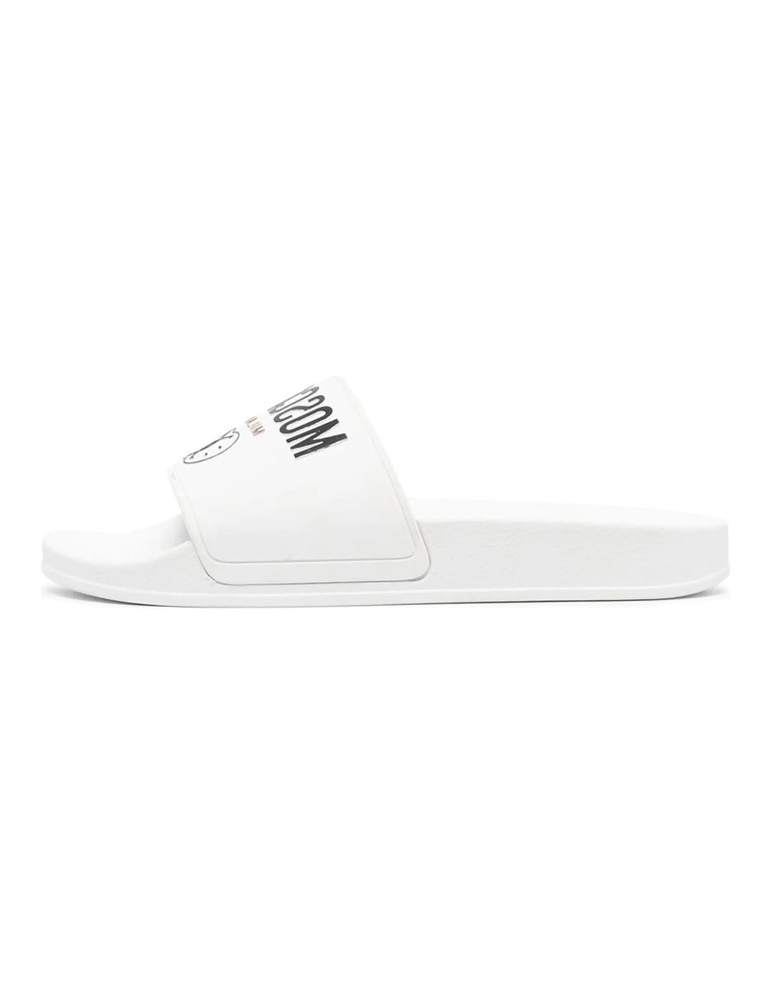 MOSCHINO Logo Print Rubber Sole Flat Sandals Men's White