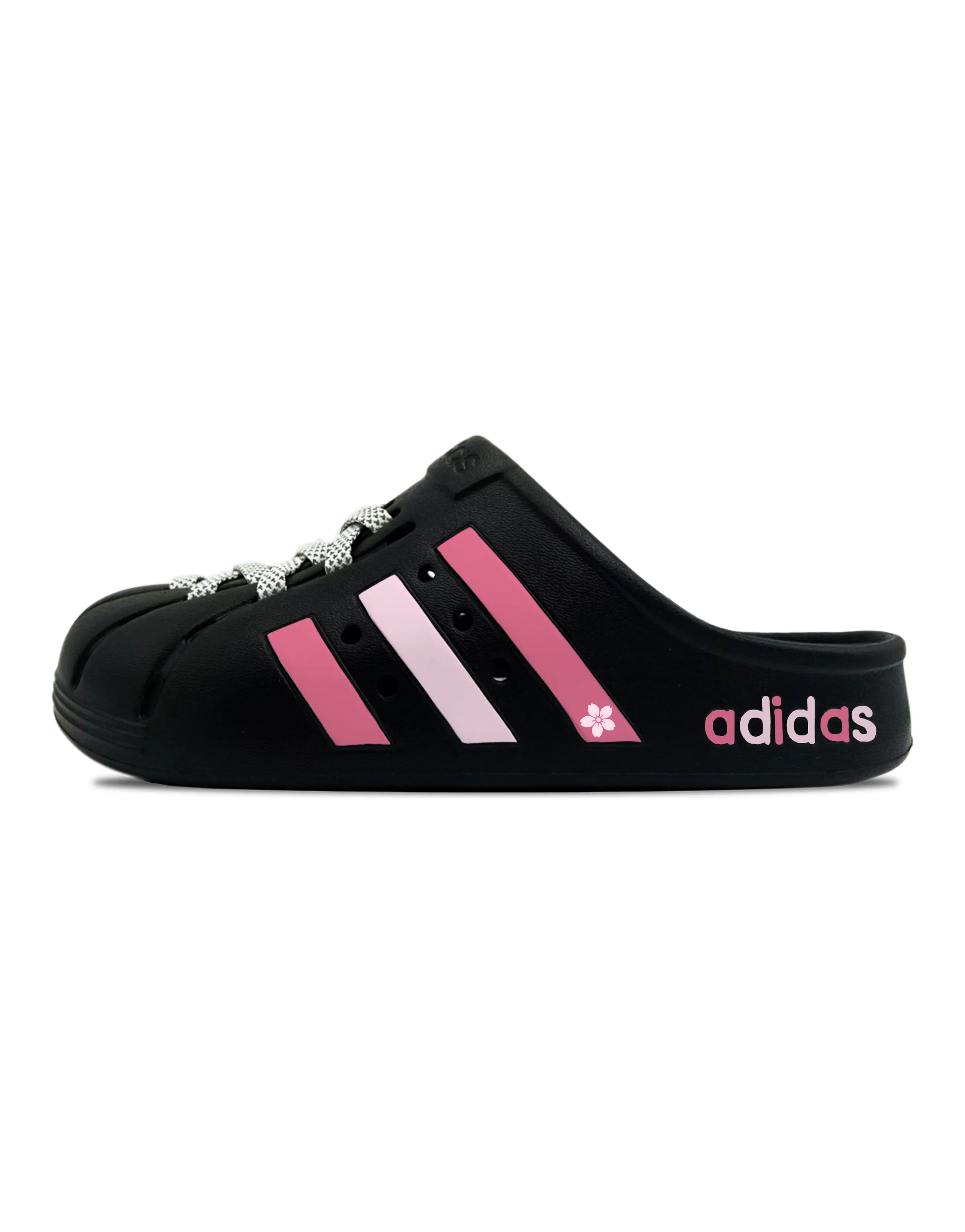[Custom Shoes] adidas ADILETTE CLOGS Sakura Sugar EVA Versatile Comfort Clog Shoes Unisex Black Pink