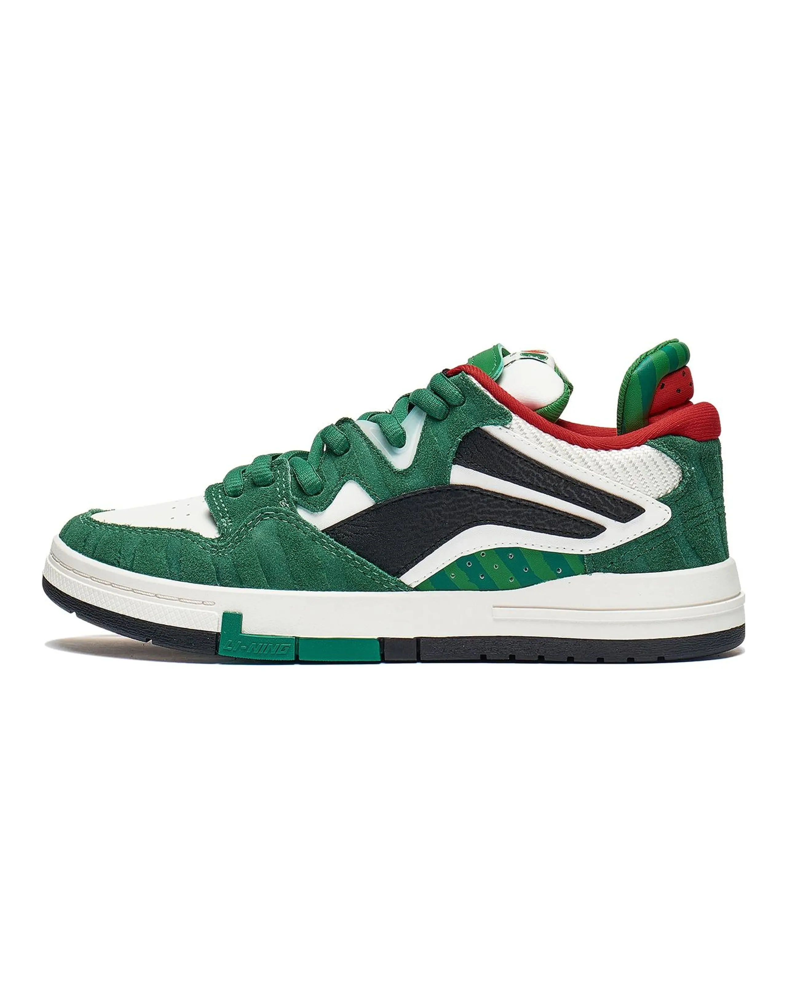 LiNing Wave Skateboard Shoes Women's Low-Top Green Black/Red