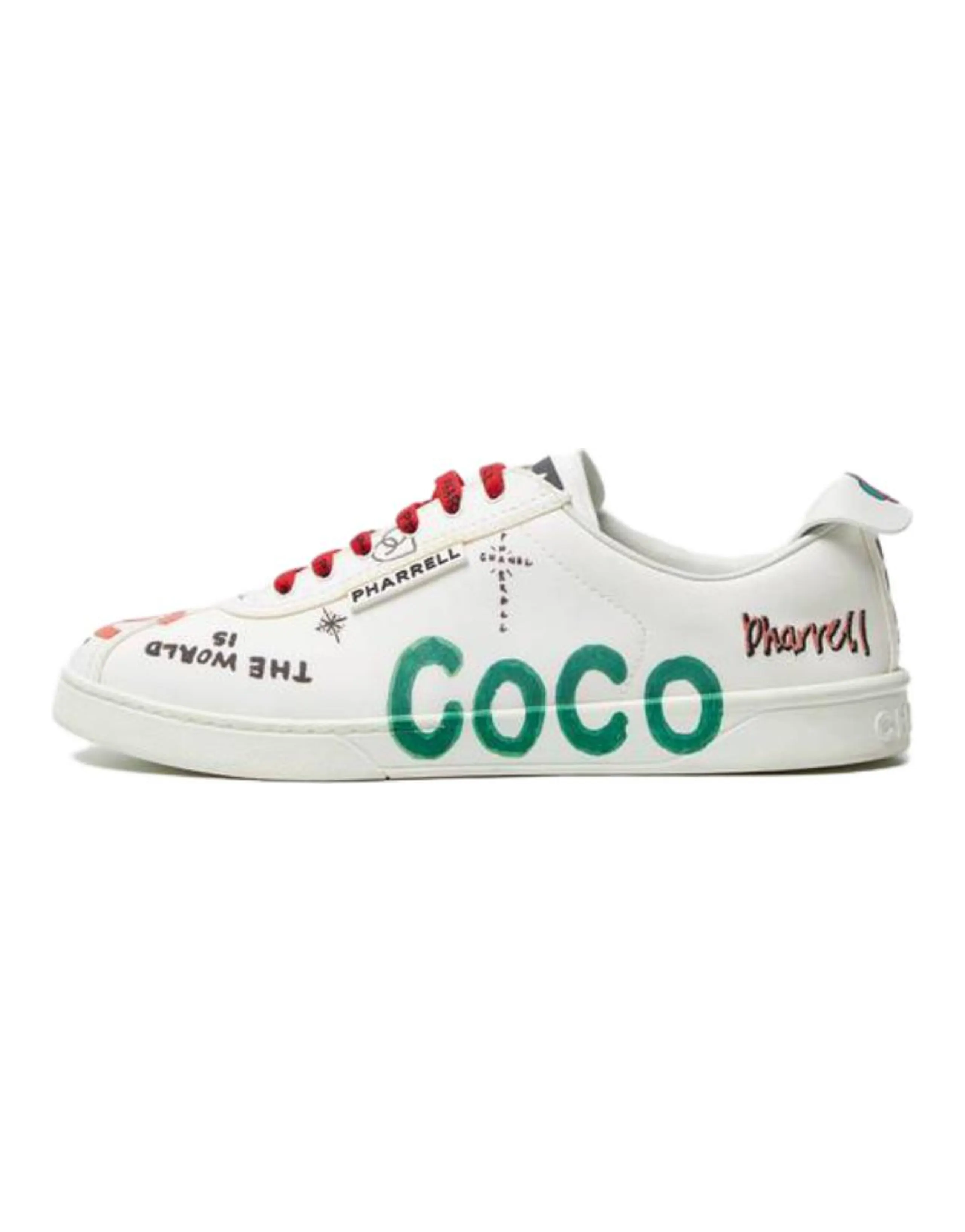 Pharrell x CHANEL Logos Stylish Skateboarding Shoes Women's White