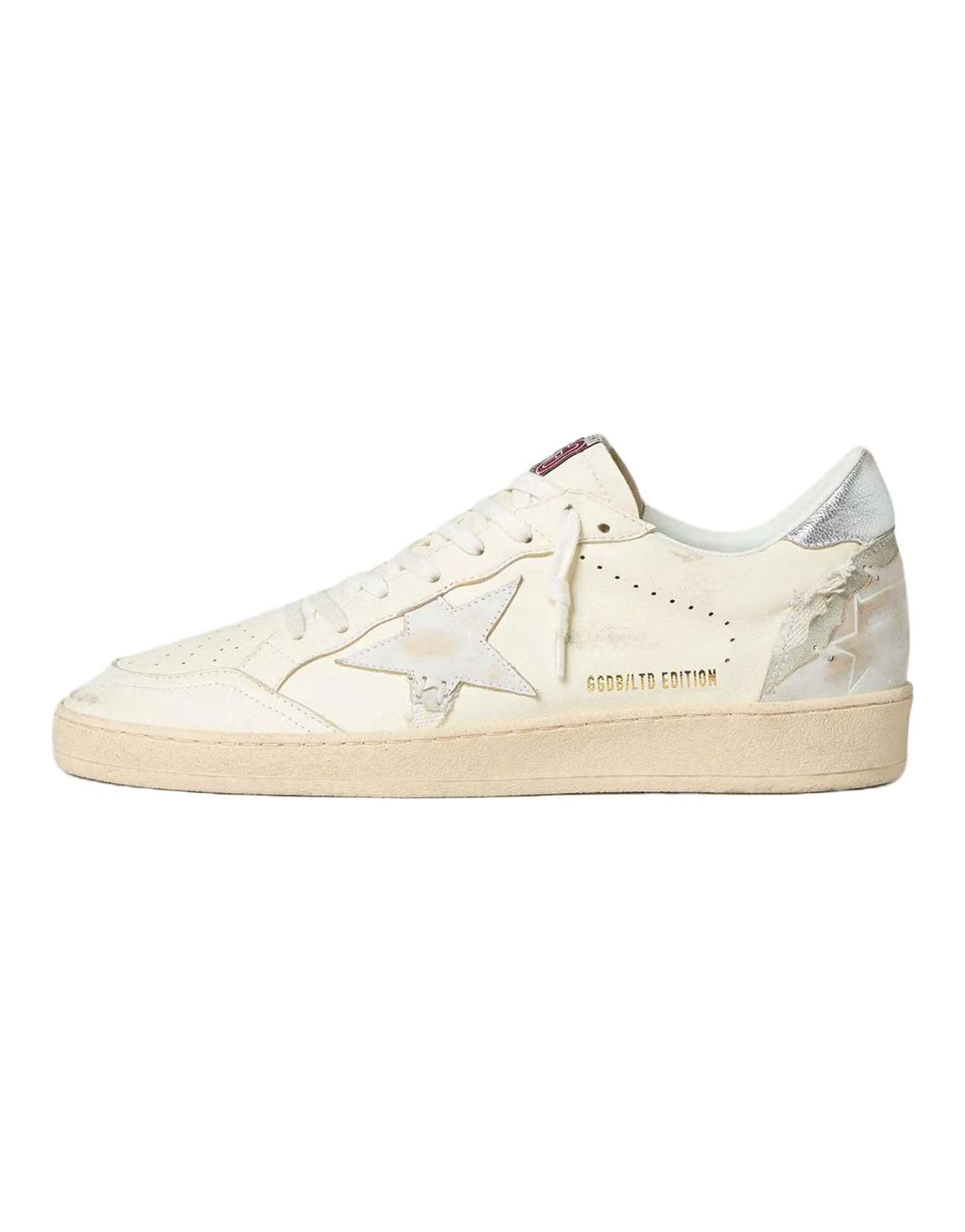 Golden Goose Ball Star Lambskin Round Toe Lace-Up Star Pattern Low-Top Sneakers Women's White
