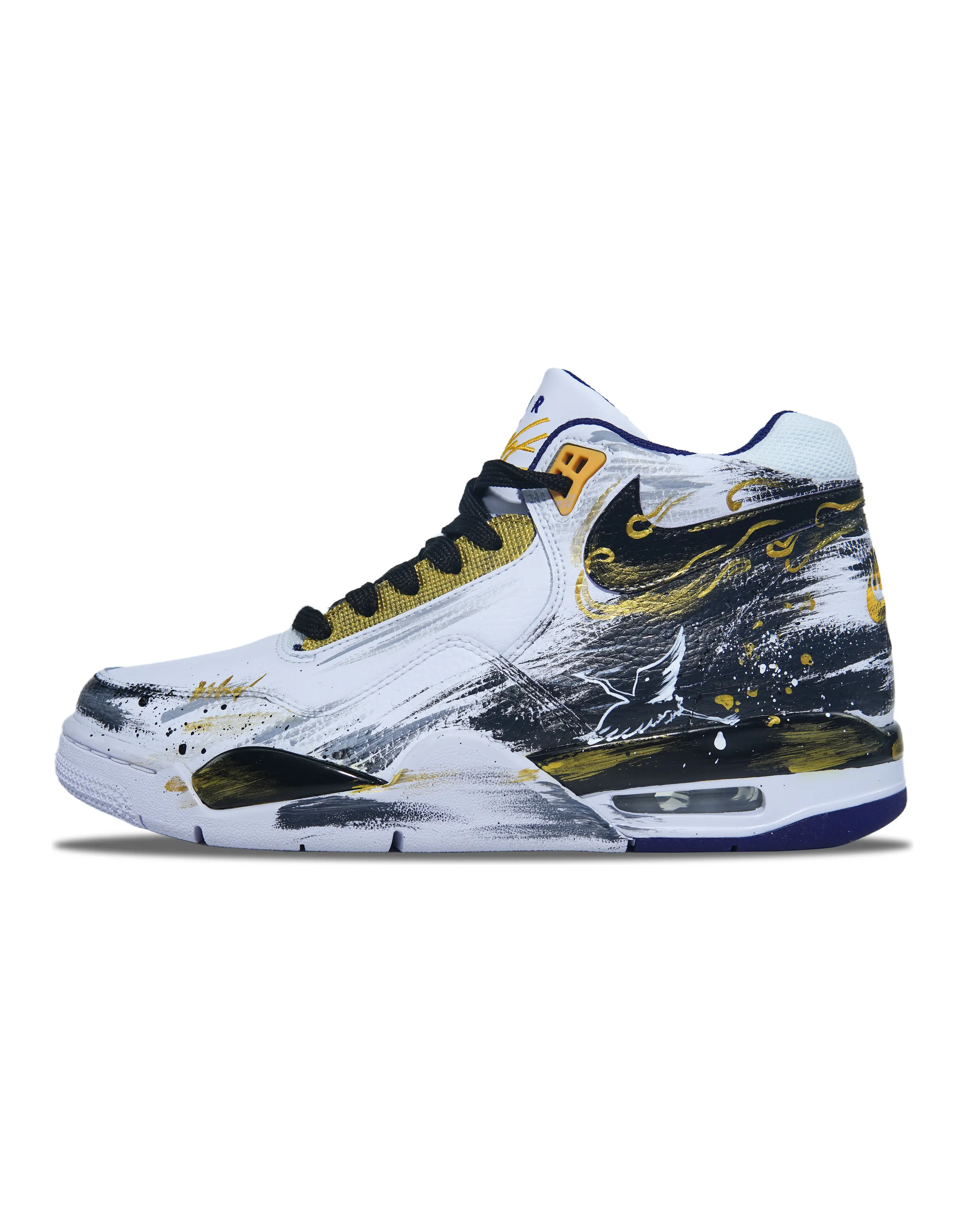 Nike Flight Legacy Vintage Basketball Shoes Men Mid-Top Black/White/Gray/Gold