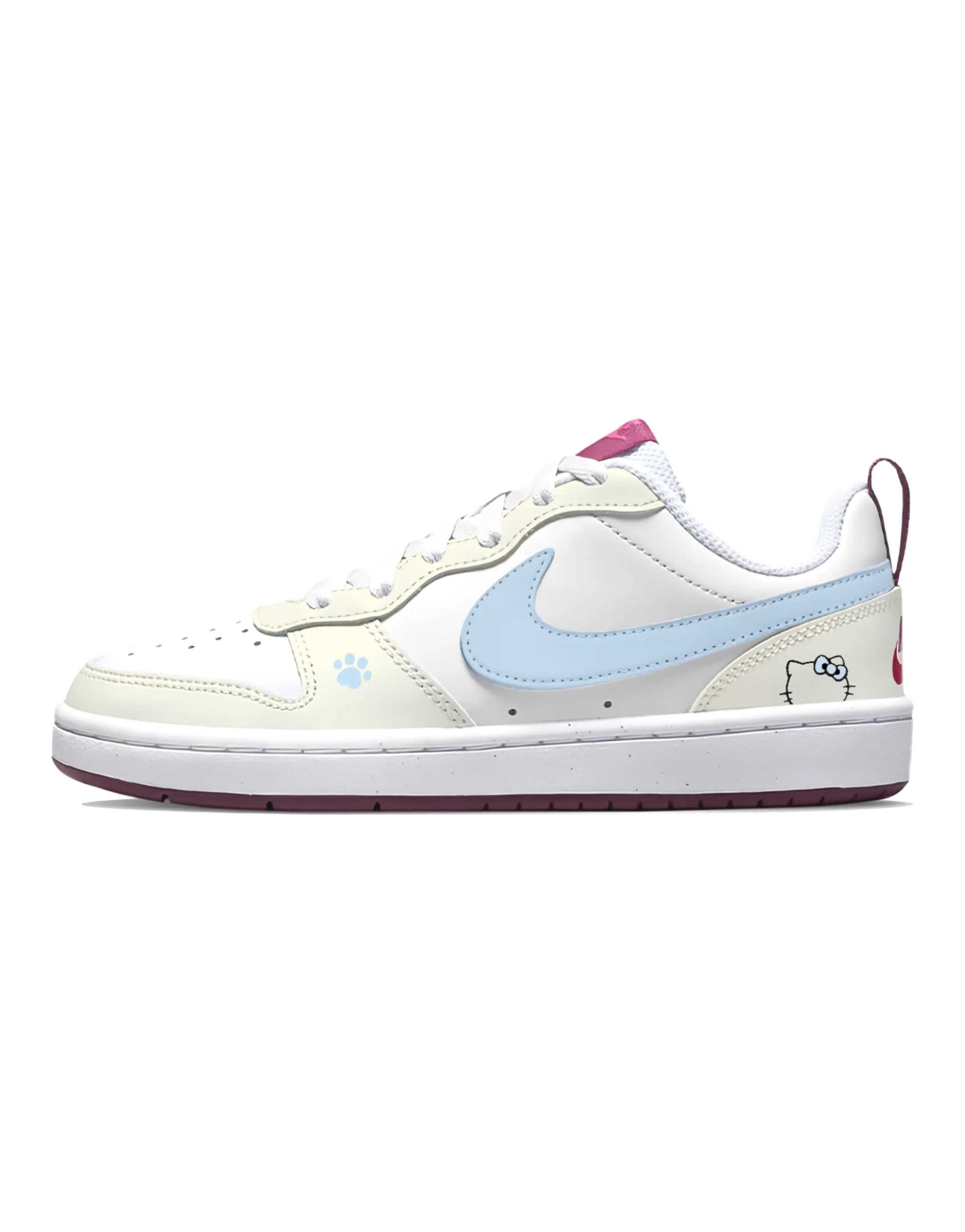 [Custom Sneakers] Nike Court Borough Cream Kitty Leather Simple Versatile Wear-Resistant Low-Top Skate Shoes Unisex