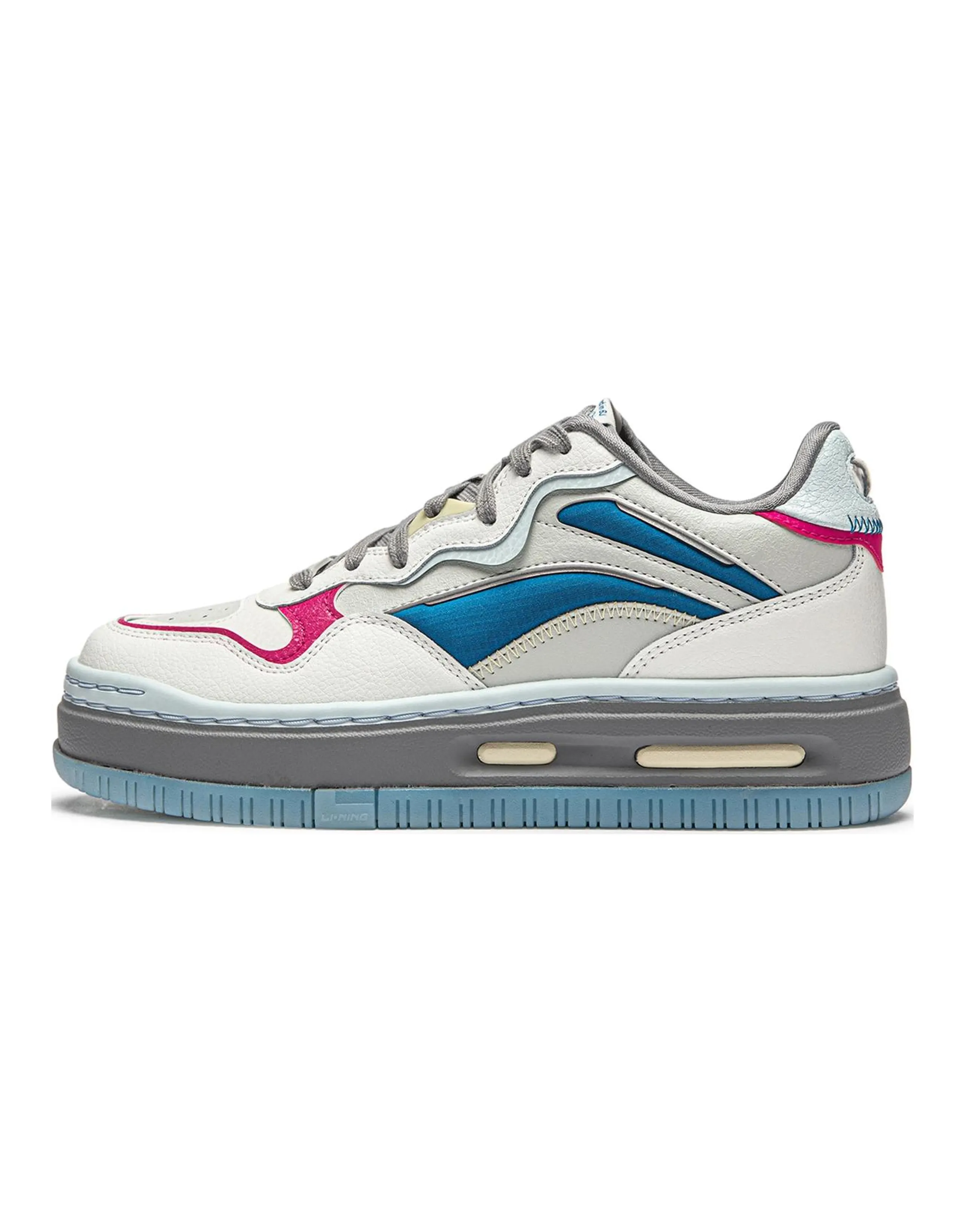 LiNing Future C1 Cushioning Anti-Slip And Wear-Resistant Support Low-Top Casual Shoes Women's White Gray Pink