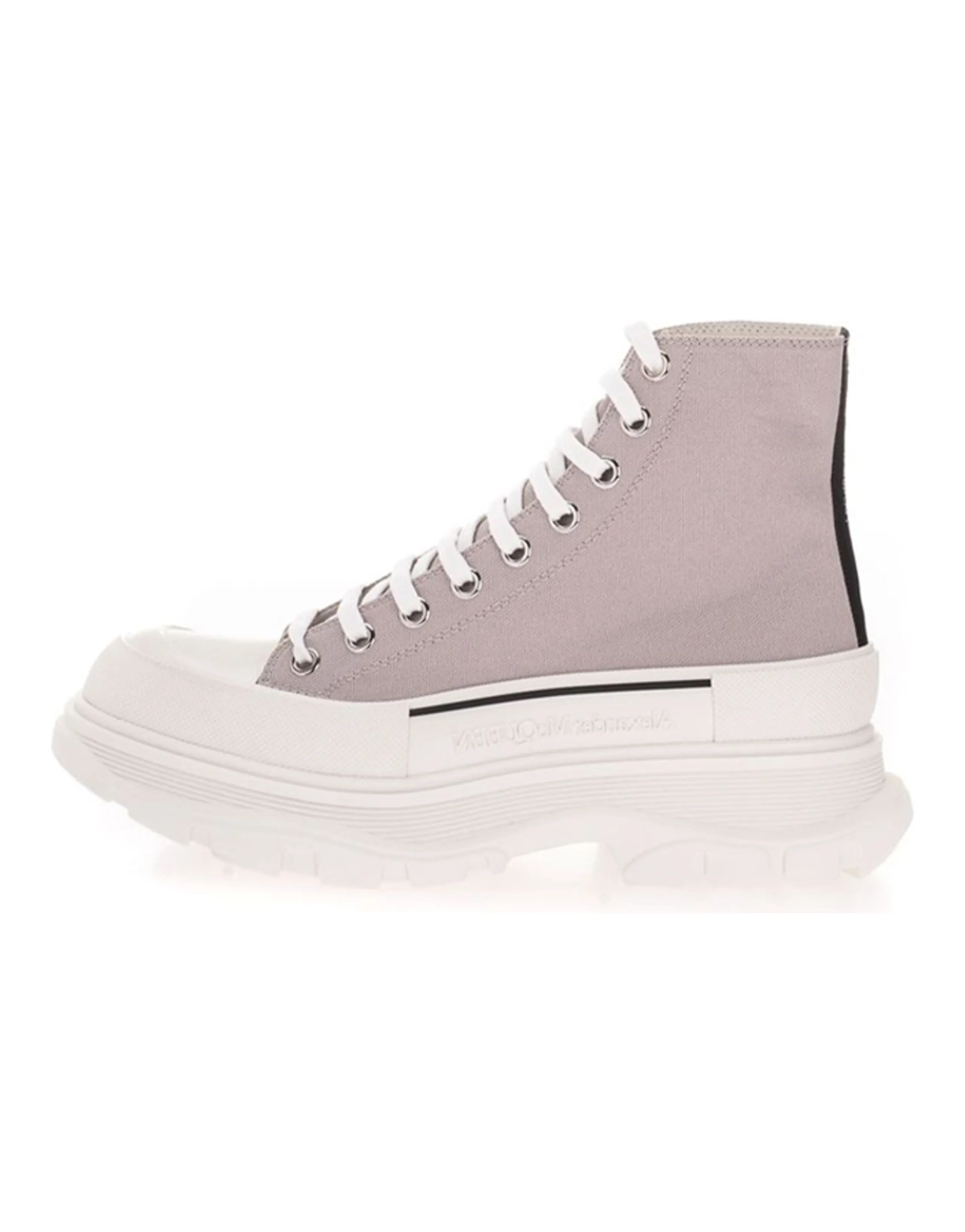 Alexander McQueen Canvas Tread Slick High Top Sneakers 'Grey White'