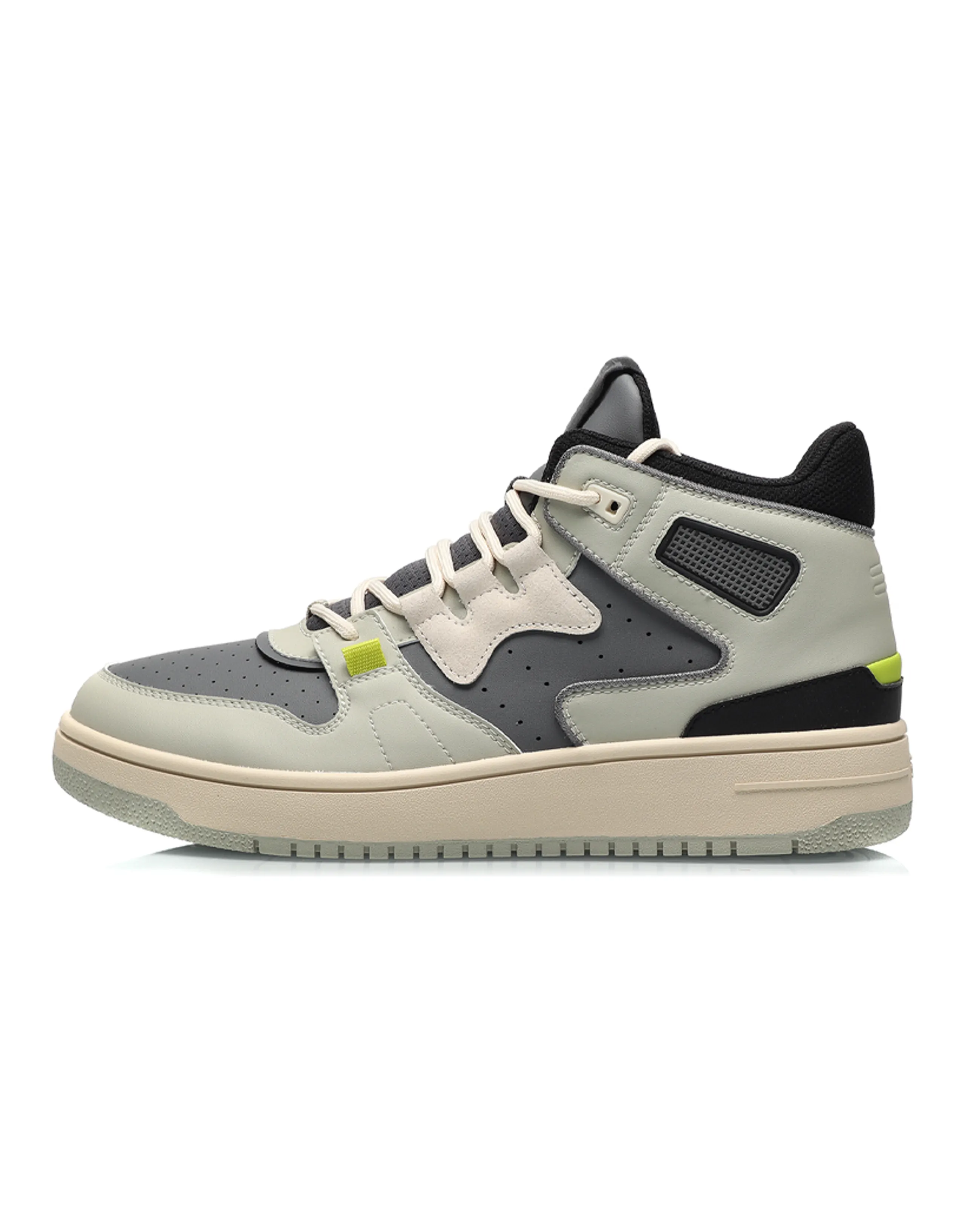 LiNing Attack Cushioned Wear-Resistant Water-Resistant Mid-Top Vintage Basketball Shoes Men's Asphalt Gray