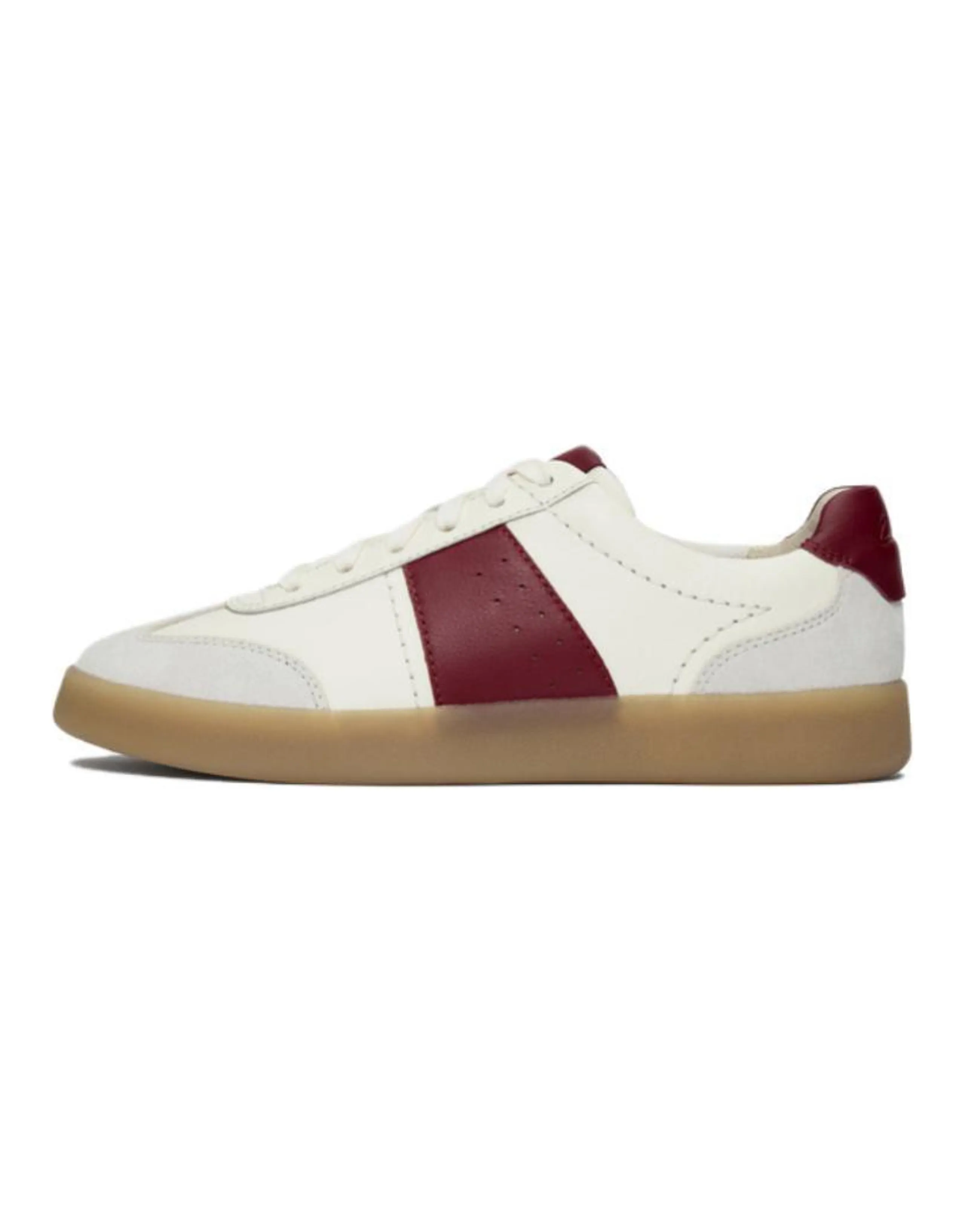 Clarks Cowhide Leather Comfortable Versatile Commute Simple Slip-Resistant Low-Top Skate Shoes Women's White/Red