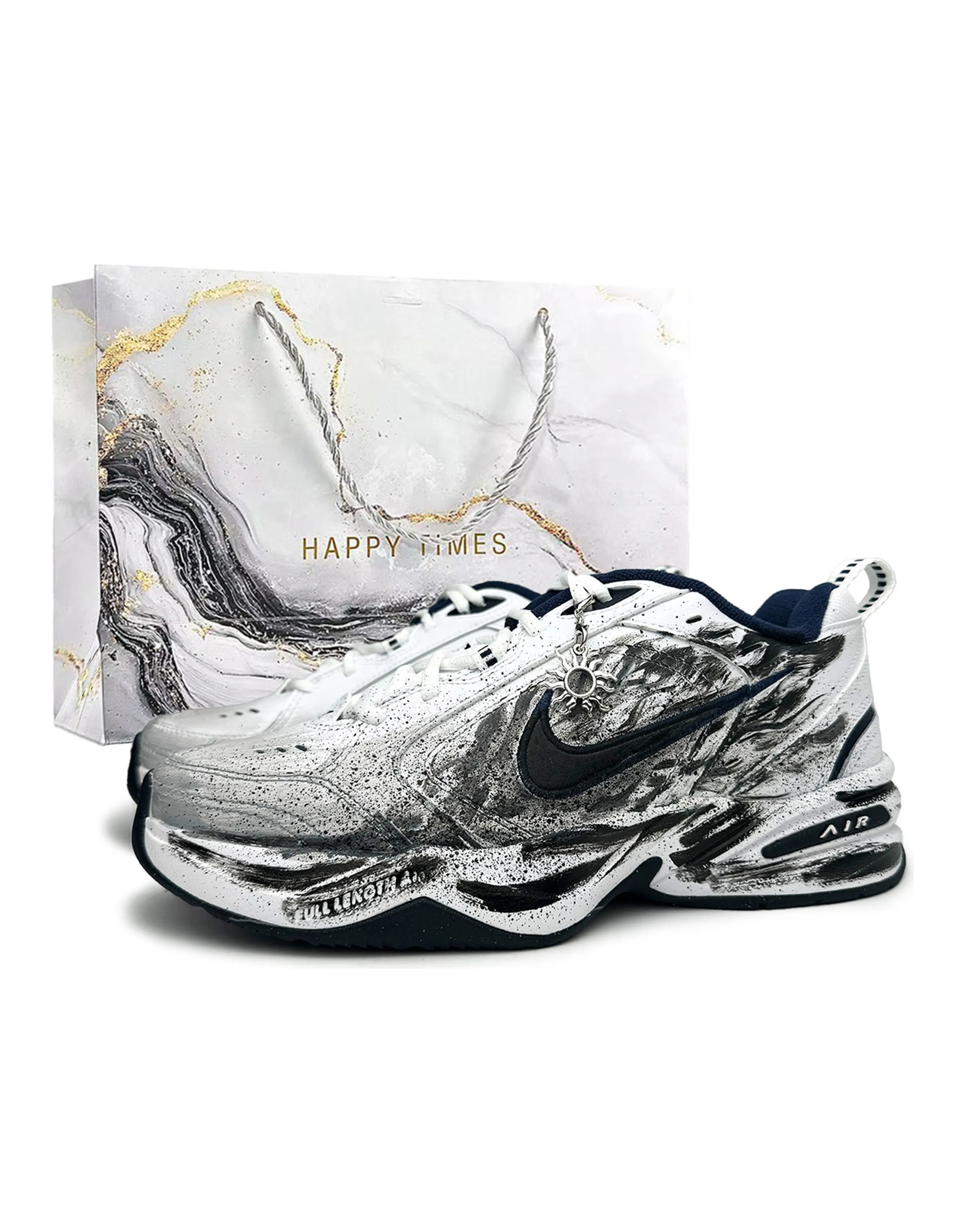 [Custom Sneakers] Nike Air Monarch 4 'Dark Dawn Rising' Gift Bag Low-Top Dad Shoes Unisex Black White