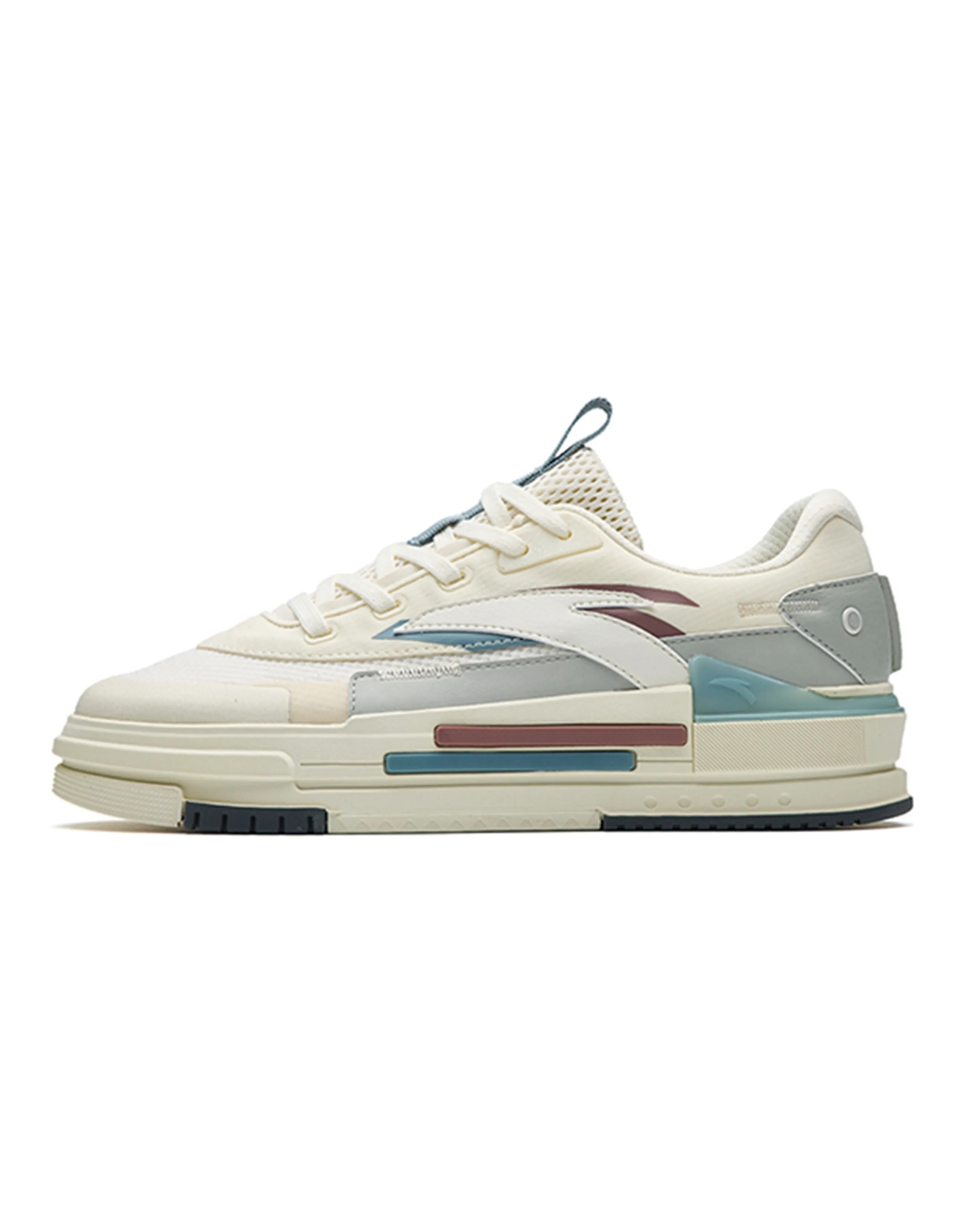 ANTA Skateboard Shoes Men Low-Top Light Beige White/Bullet Gray/Light Asphalt Gray