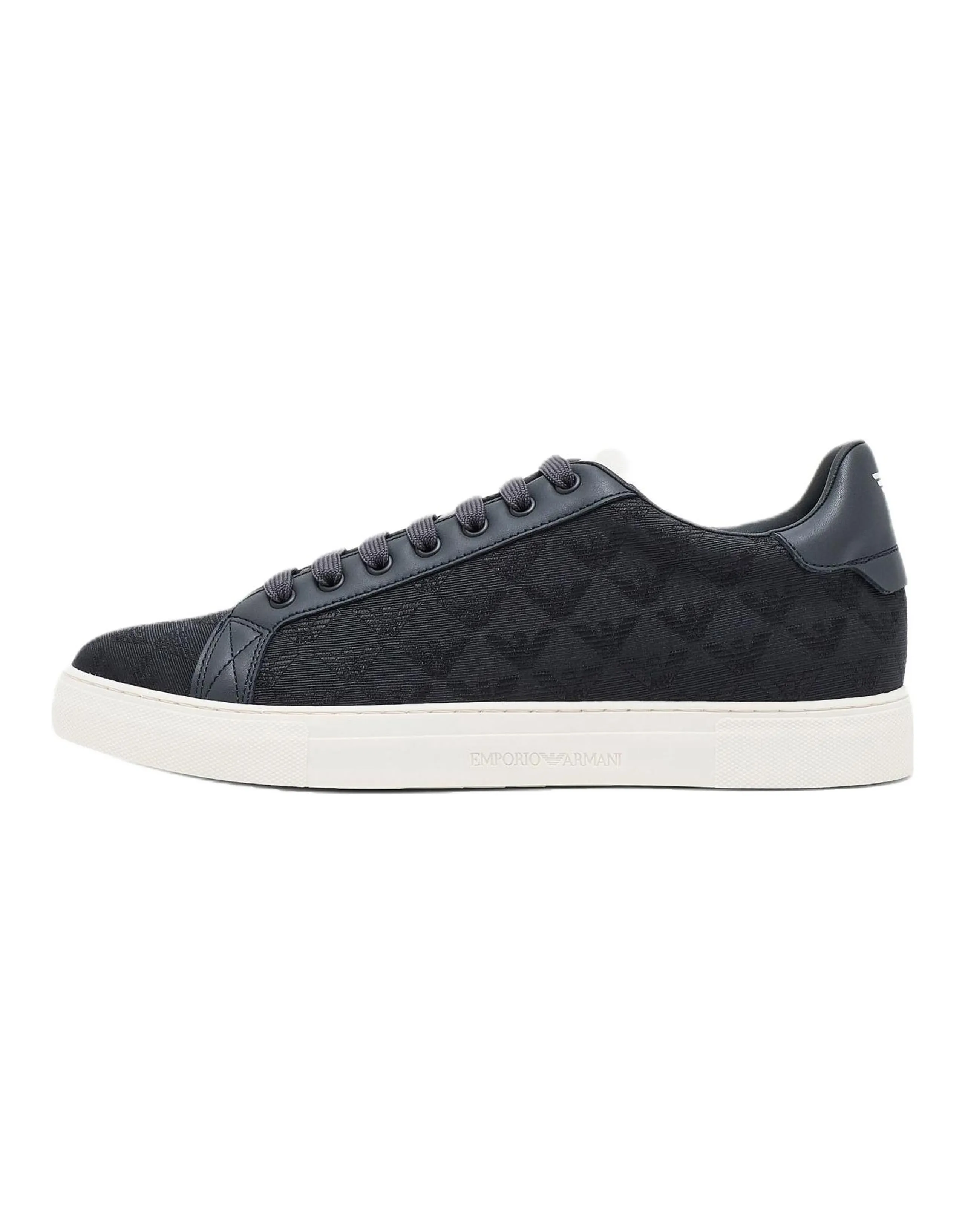 EMPORIO ARMANI Jacquard Eagle Pattern Low-Top Skate Shoes Men's Navy Blue