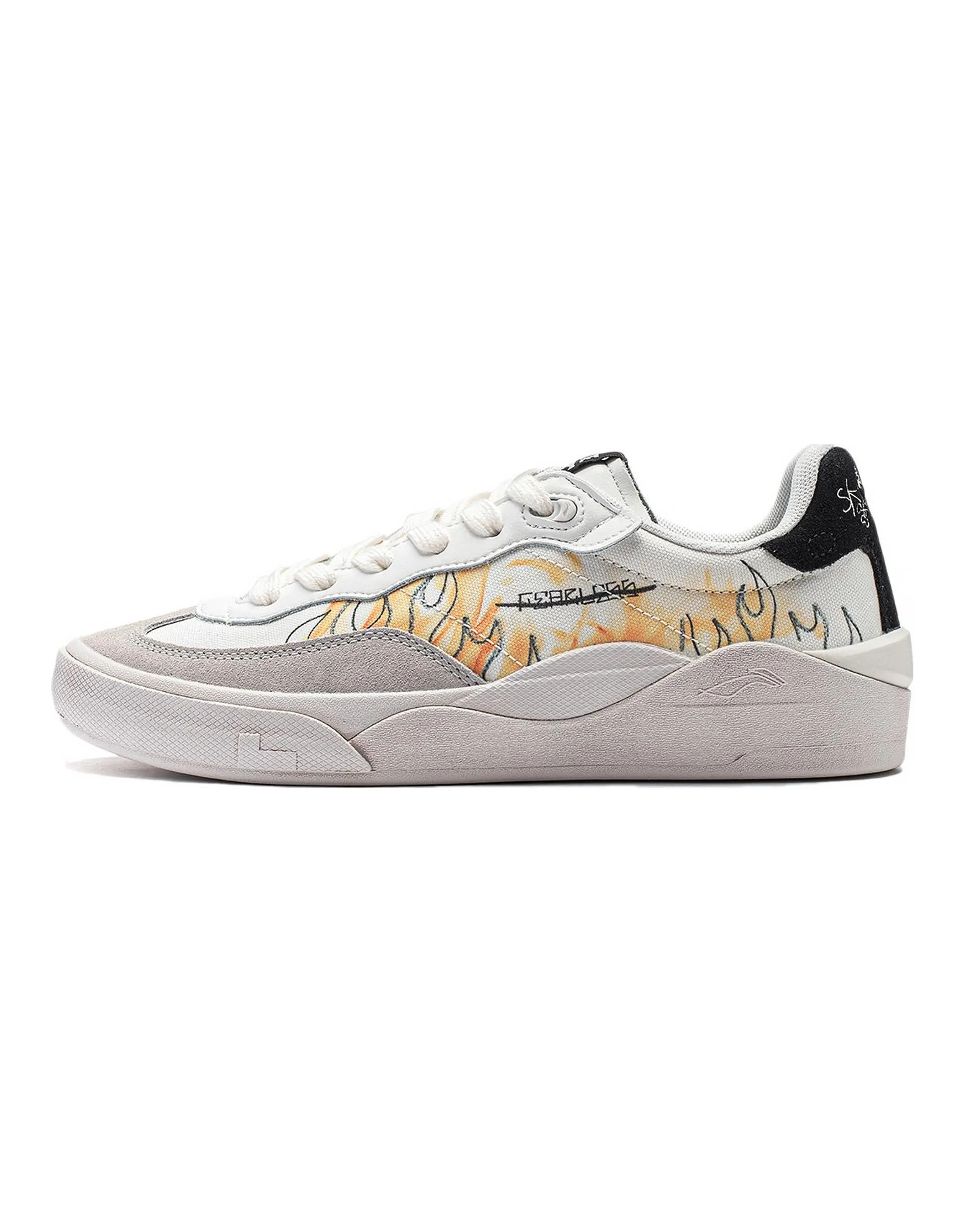 LiNing Skategeneral Slip-Resistant Cushioning Low-Top Skateboard Shoes Men's Champagne White