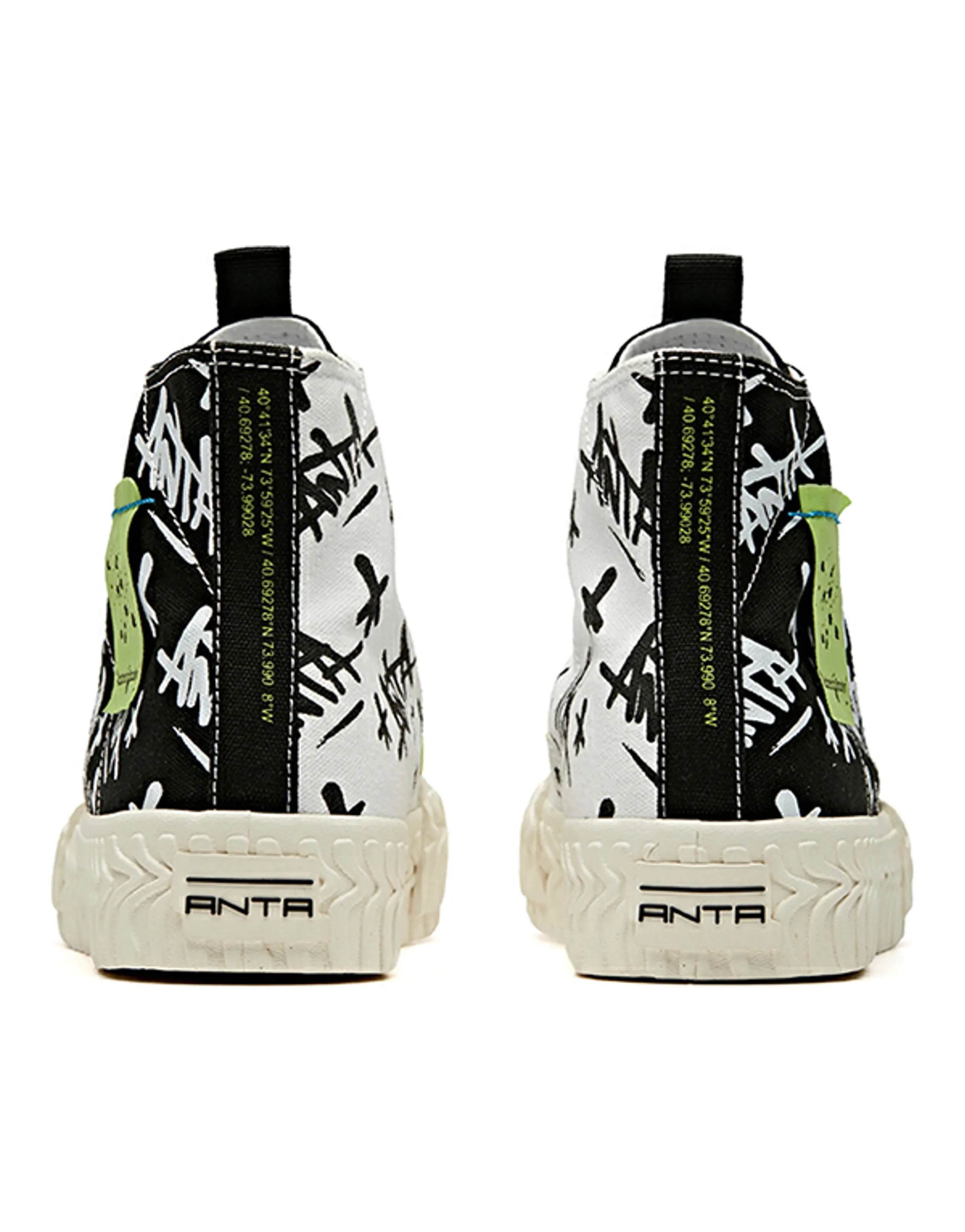 Stash Anta Wear-Resistant Slip-Resistant High-Top Canvas Shoes Black Green