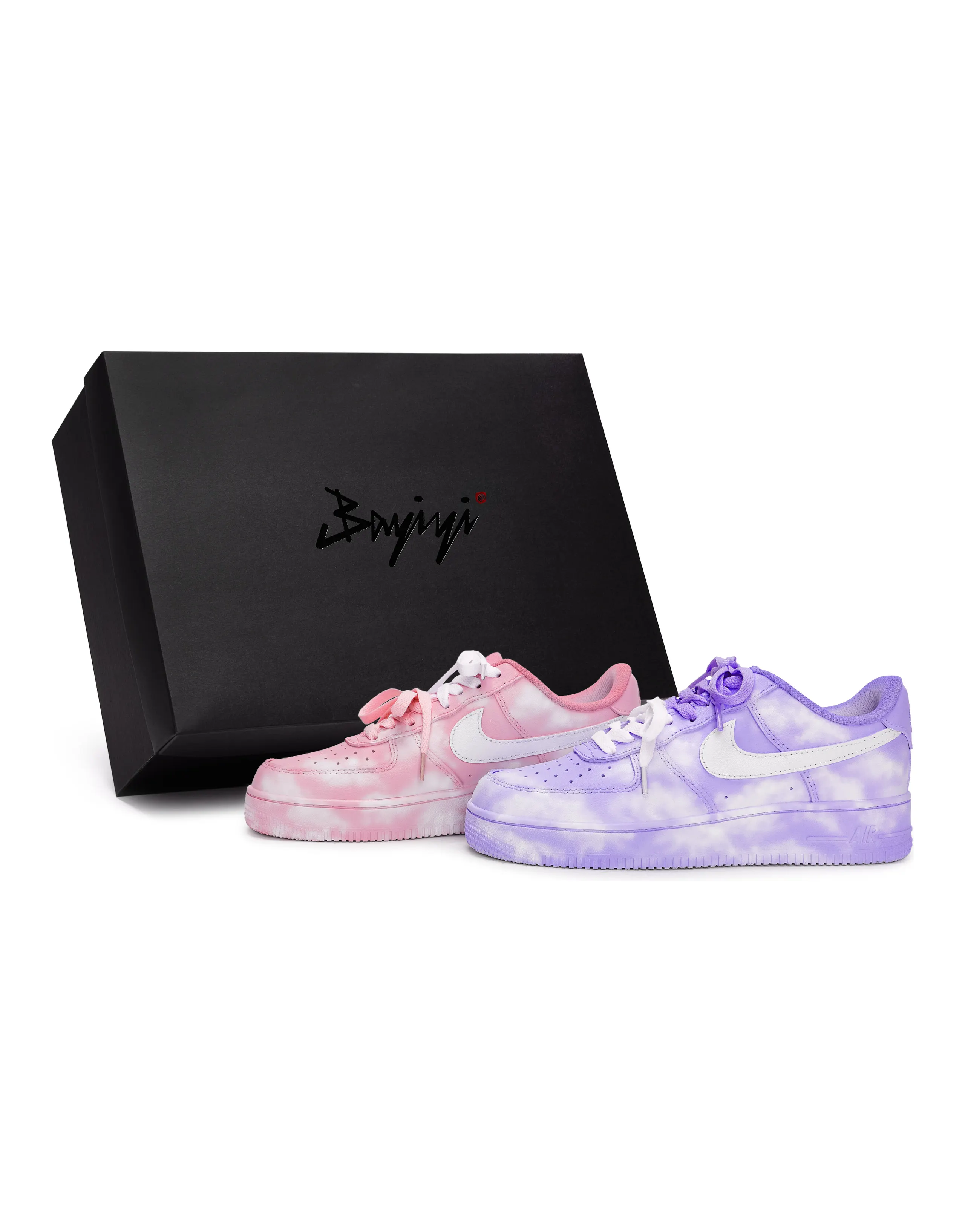 [Custom Sneakers] Nike Air Force 1 'Mismatch Gift Box' Color Clash Tie-Dye Dopamine Low-Top Sneakers Unisex White Purple Pink
