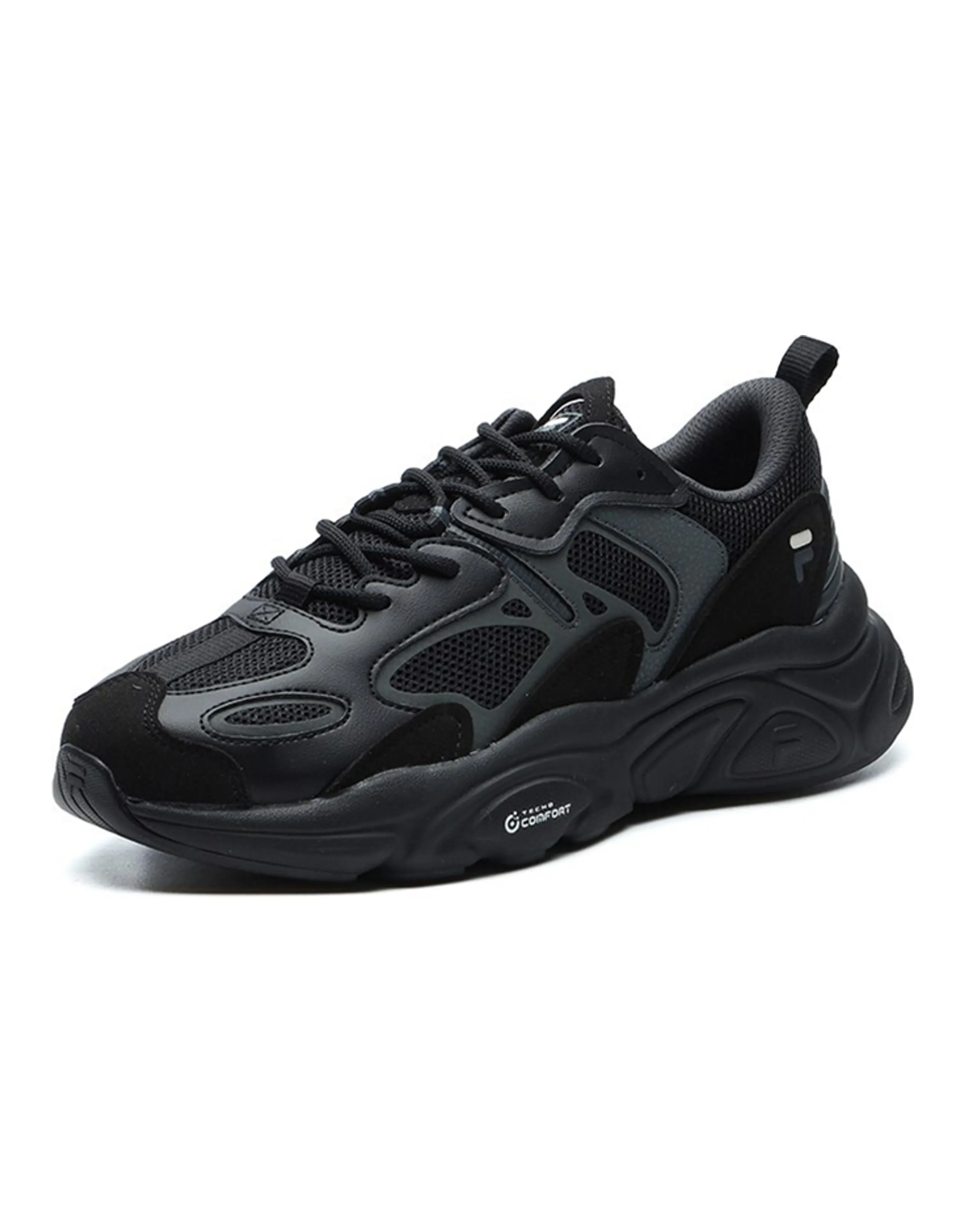 FILA Mars 2 Cushioning Anti-Slip Wear-Resistant Breathability Low-Top Chunky Sneakers Men's Black Gray