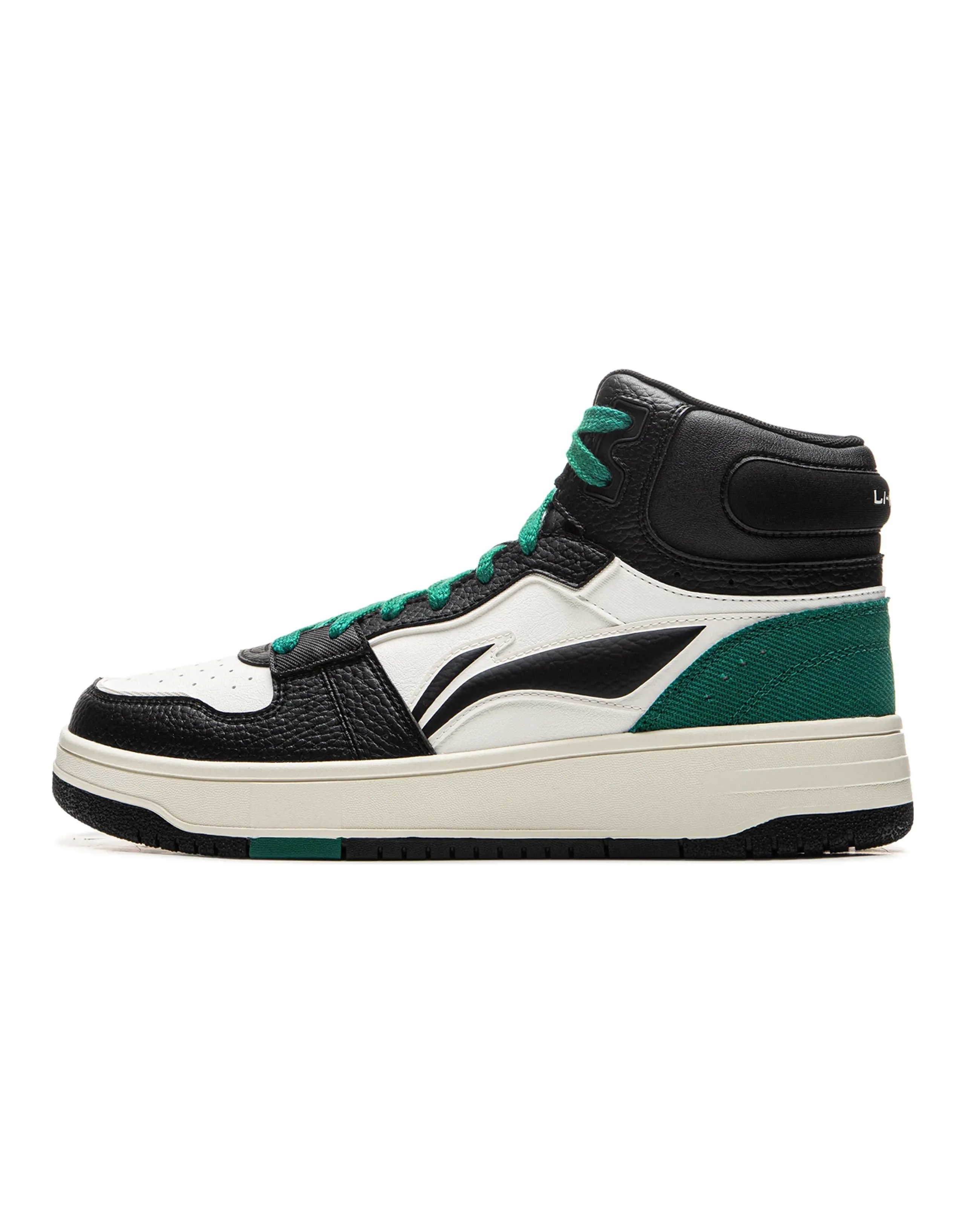 LiNing Tianji SOFT HI Anti-Slip Wear-Resistant Mid-Top Skateboard Shoes Men's White Black Green