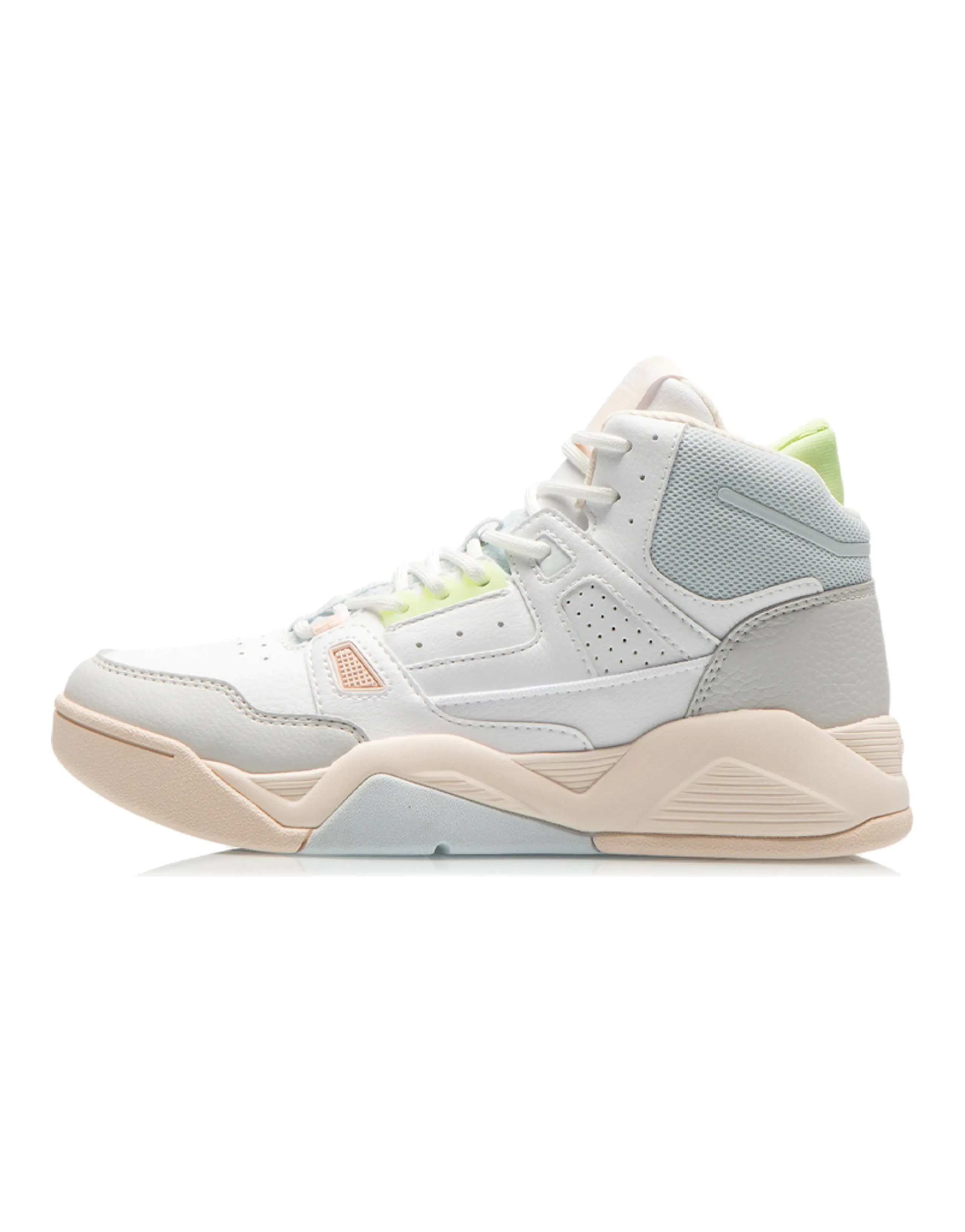 LINING Vintage Basketball Shoes Women's Mid-Top Standard White/Fantasy Blue