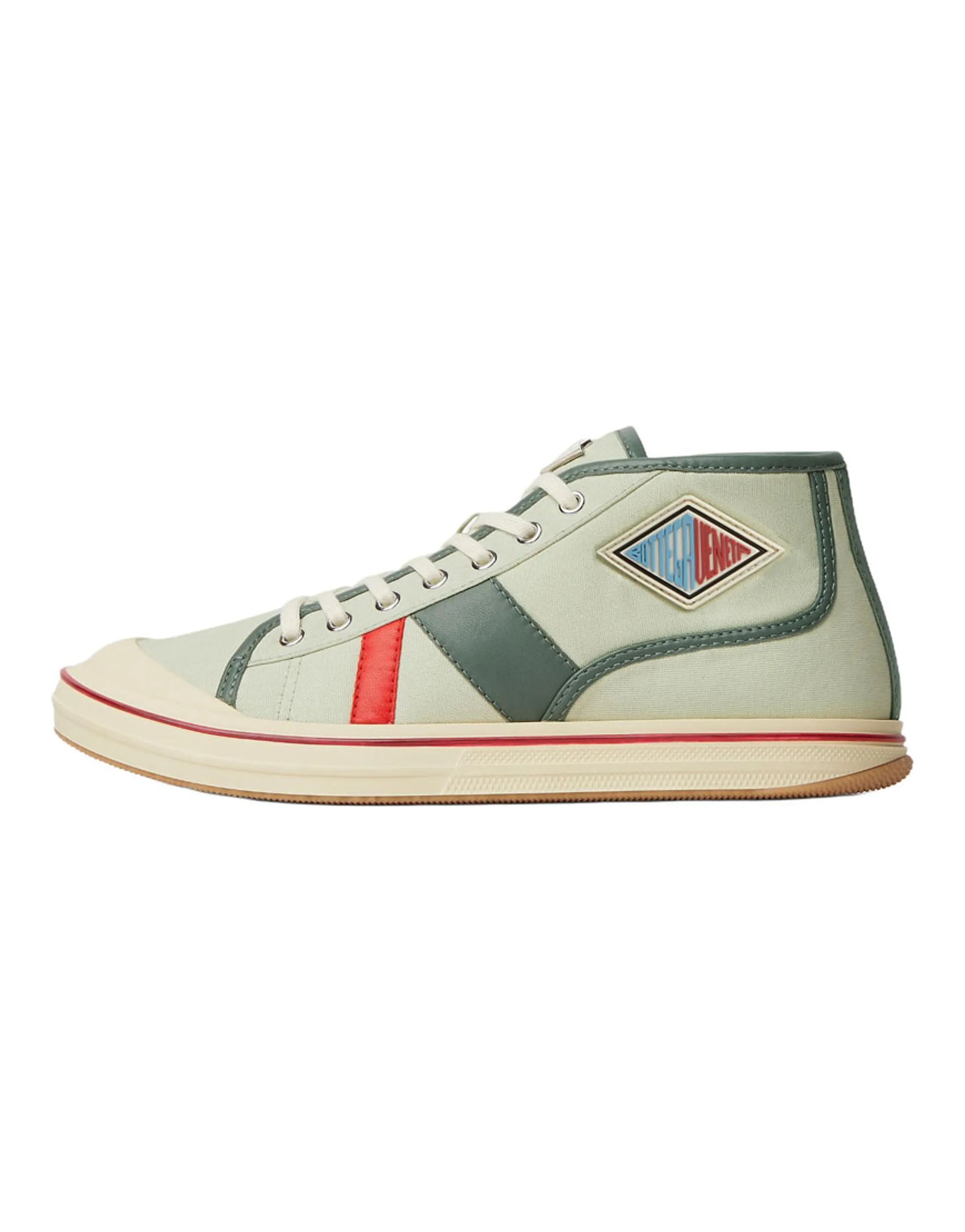 Bottega Veneta Eliot Lace-Up Logo Mid-Top Canvas Shoes Women's Light Green