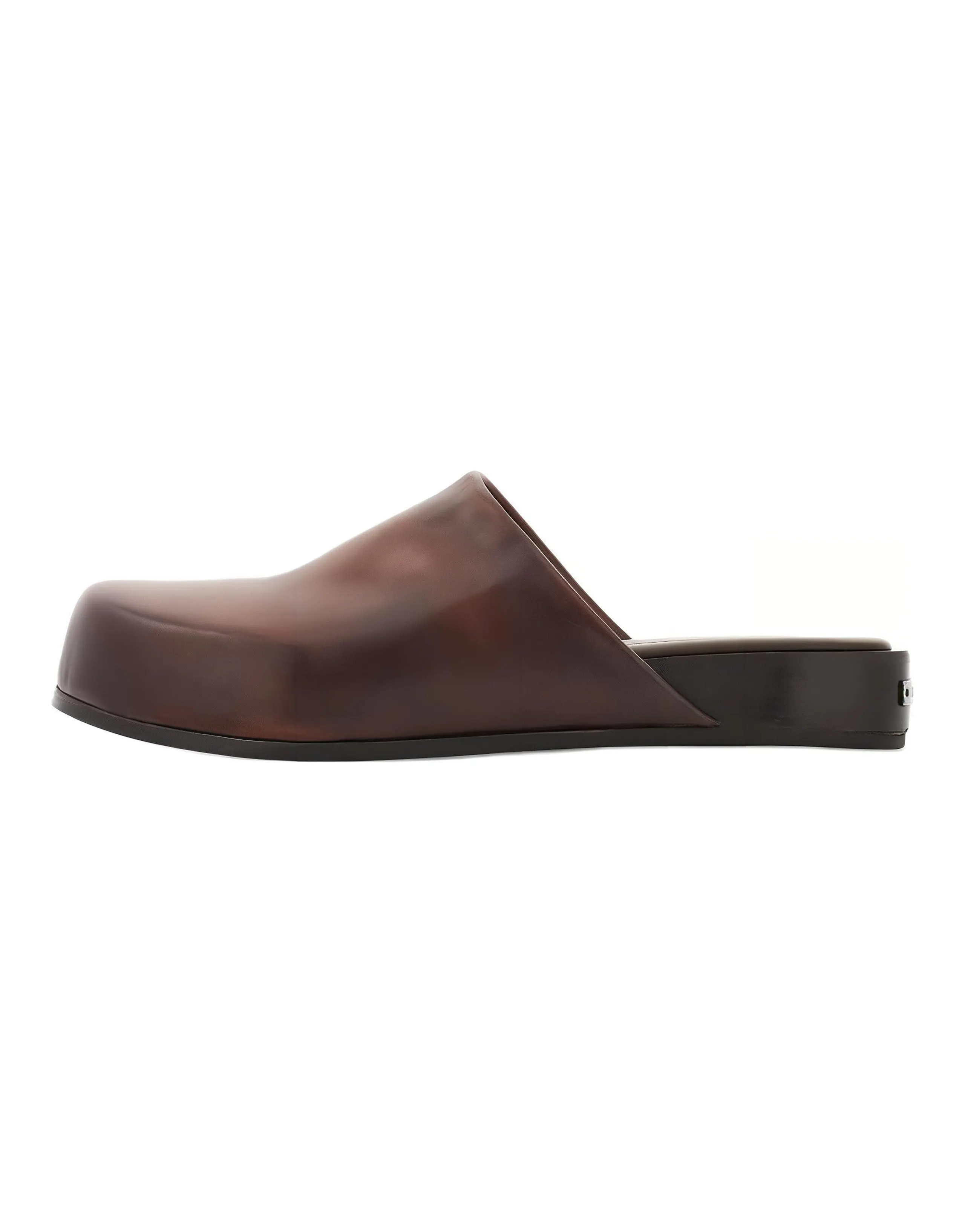 FERRAGAMO Leather Slide Sandals Men's Dark Brown