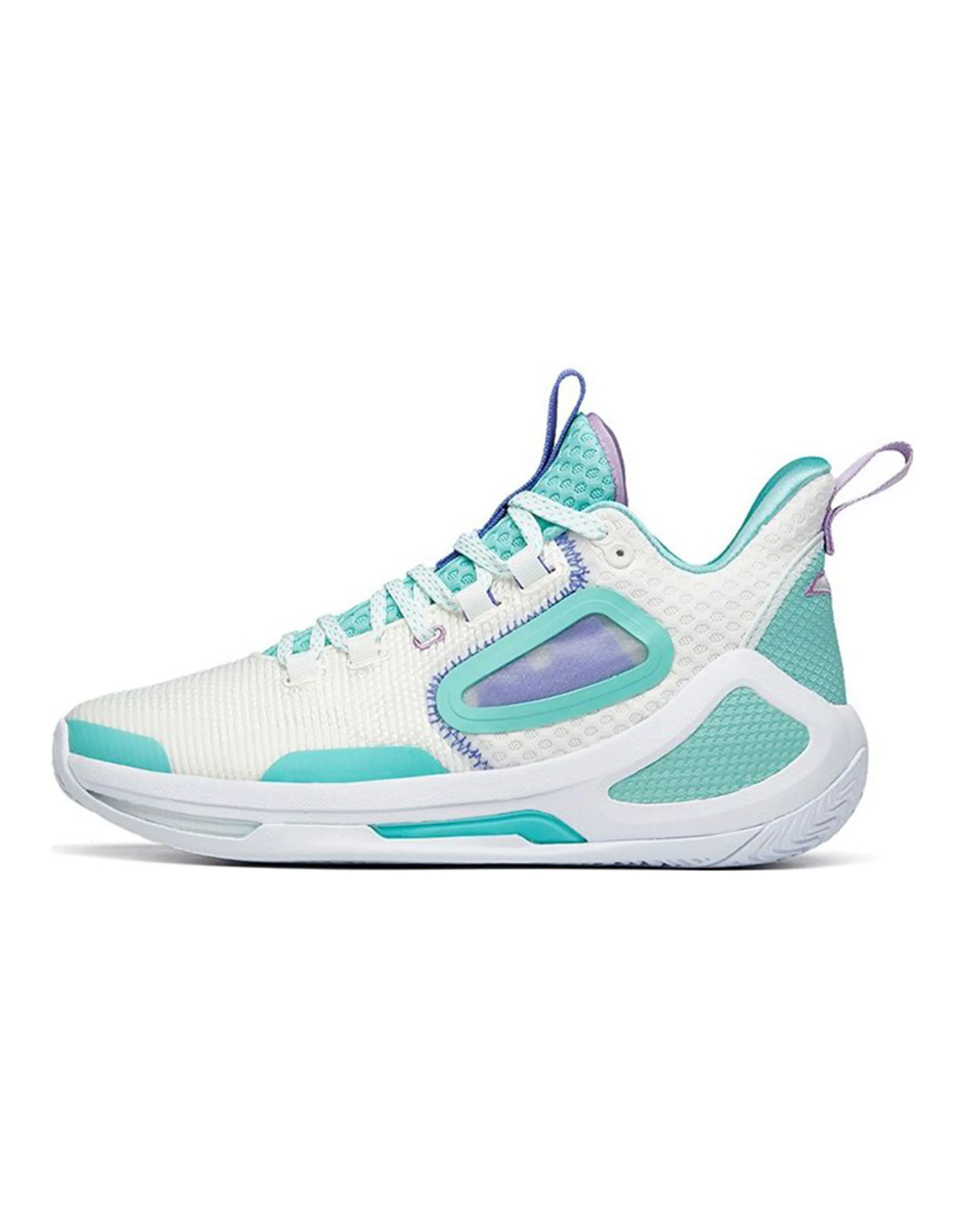 Anta Alien 3 Nitrogen Technology Wear-Resistant Slip-Resistant Lightweight Mid-Top Basketball Shoes Beige White Green