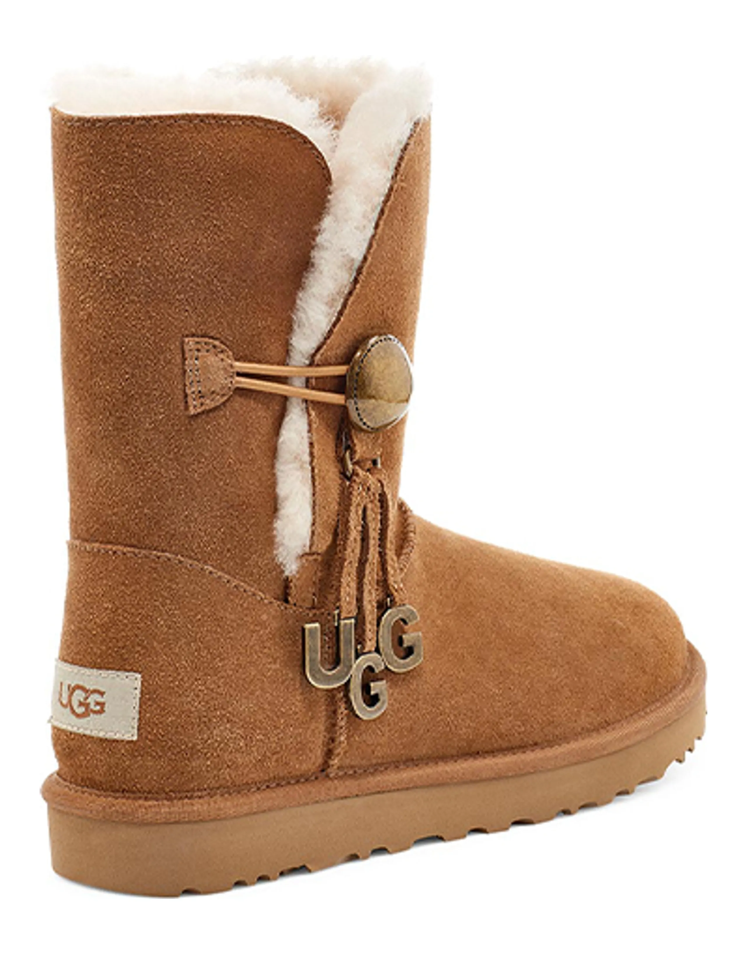 UGG Bailey Button UGG Charm Metallic Alphabet Version Fleece Lined Brown Women's