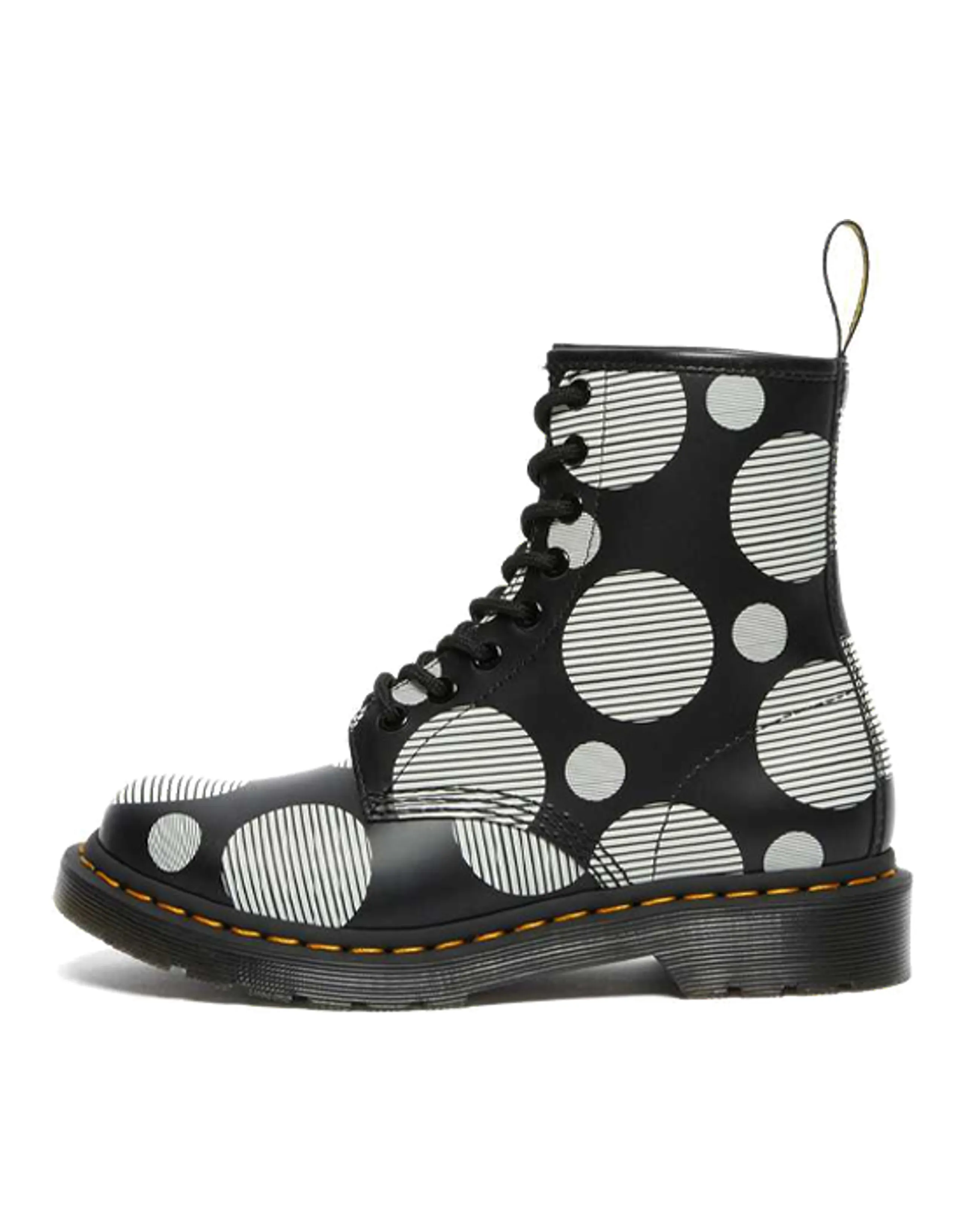 Dr.Martens 1460 Polka Dot Smooth Leather Lace Up Boots 'Black' Women's