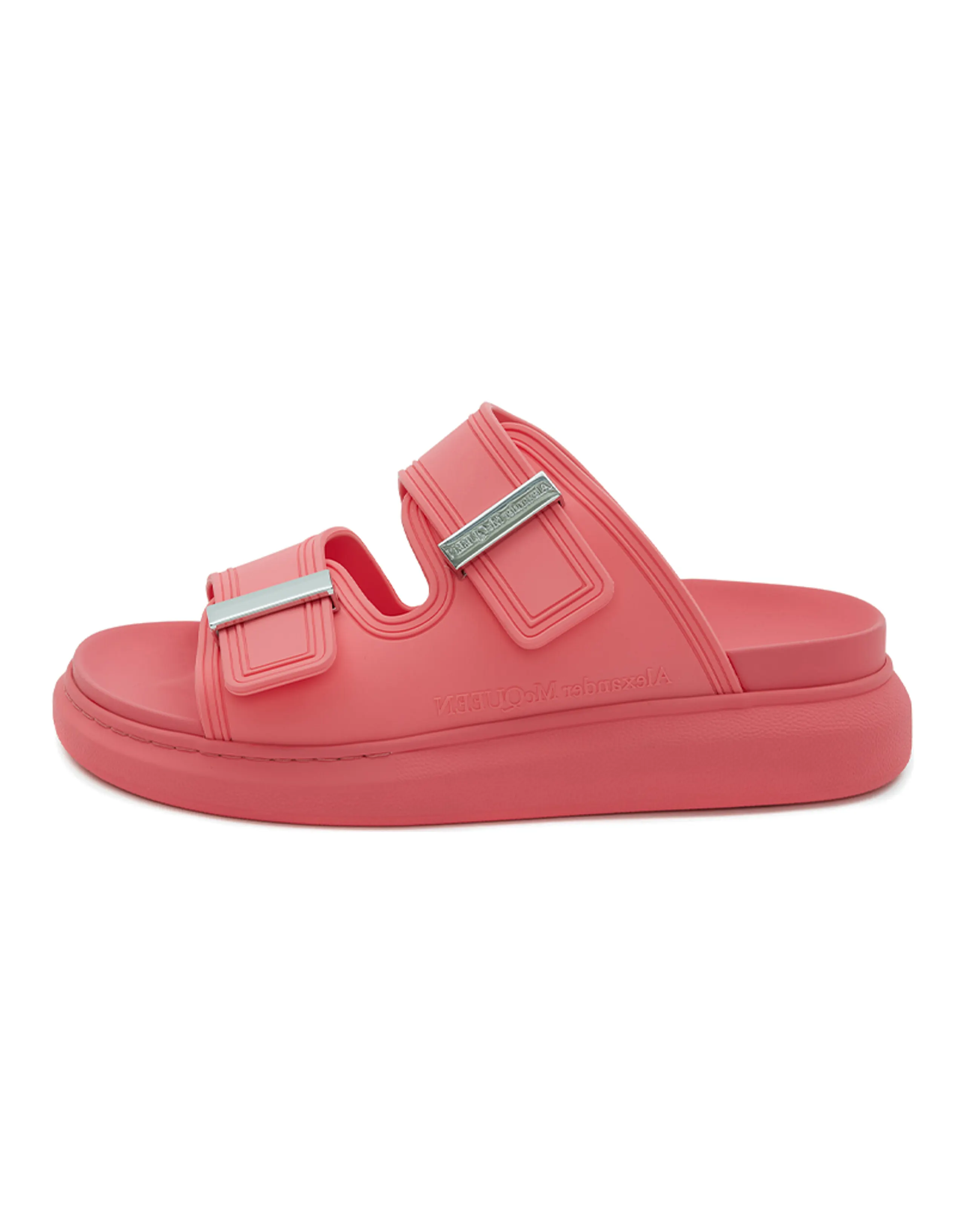 Alexander McQueen Hybrid Buckled Rubber Sandals Coral Women's