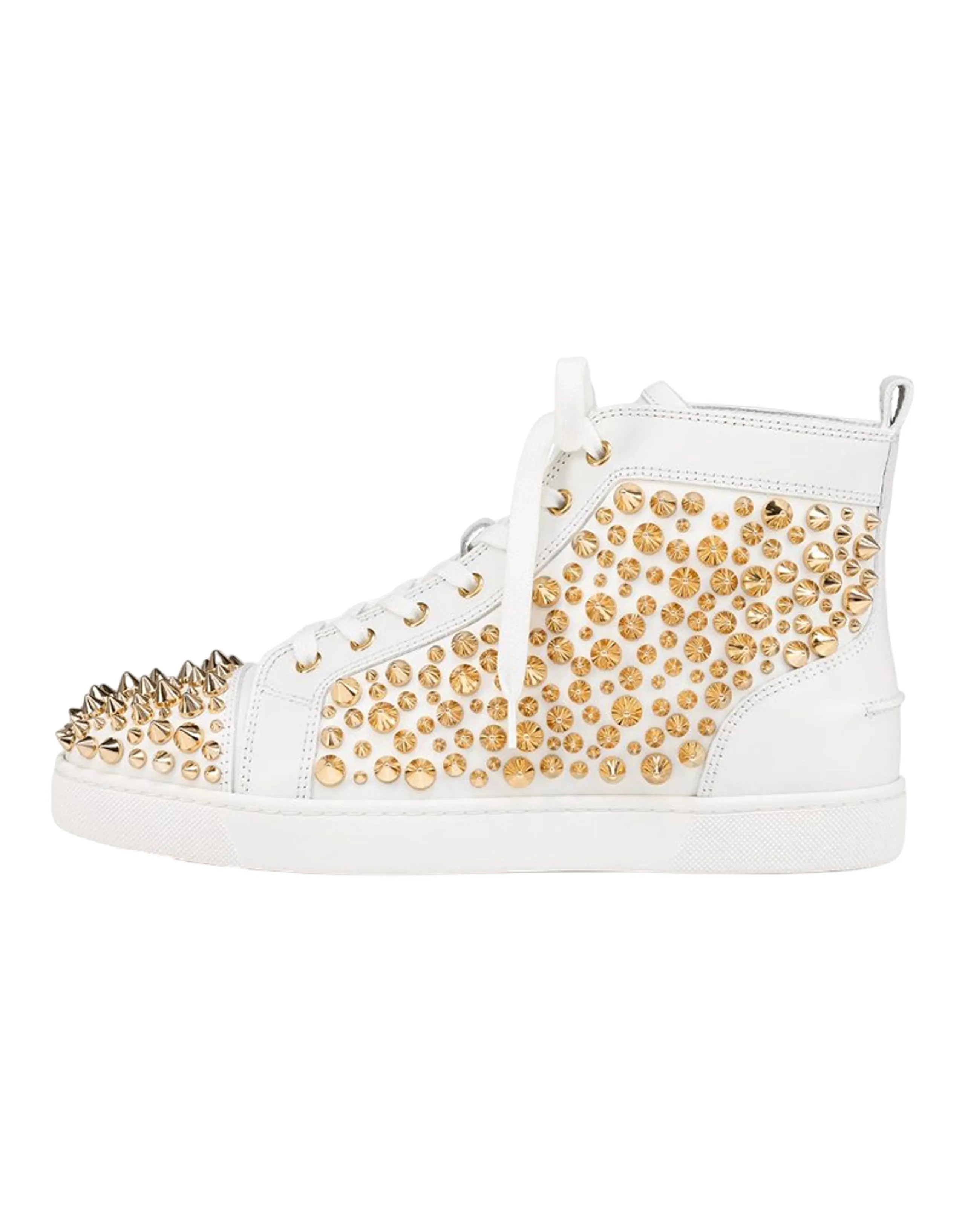 CL Leather Studded High-Top Fashion Sneakers Men's White