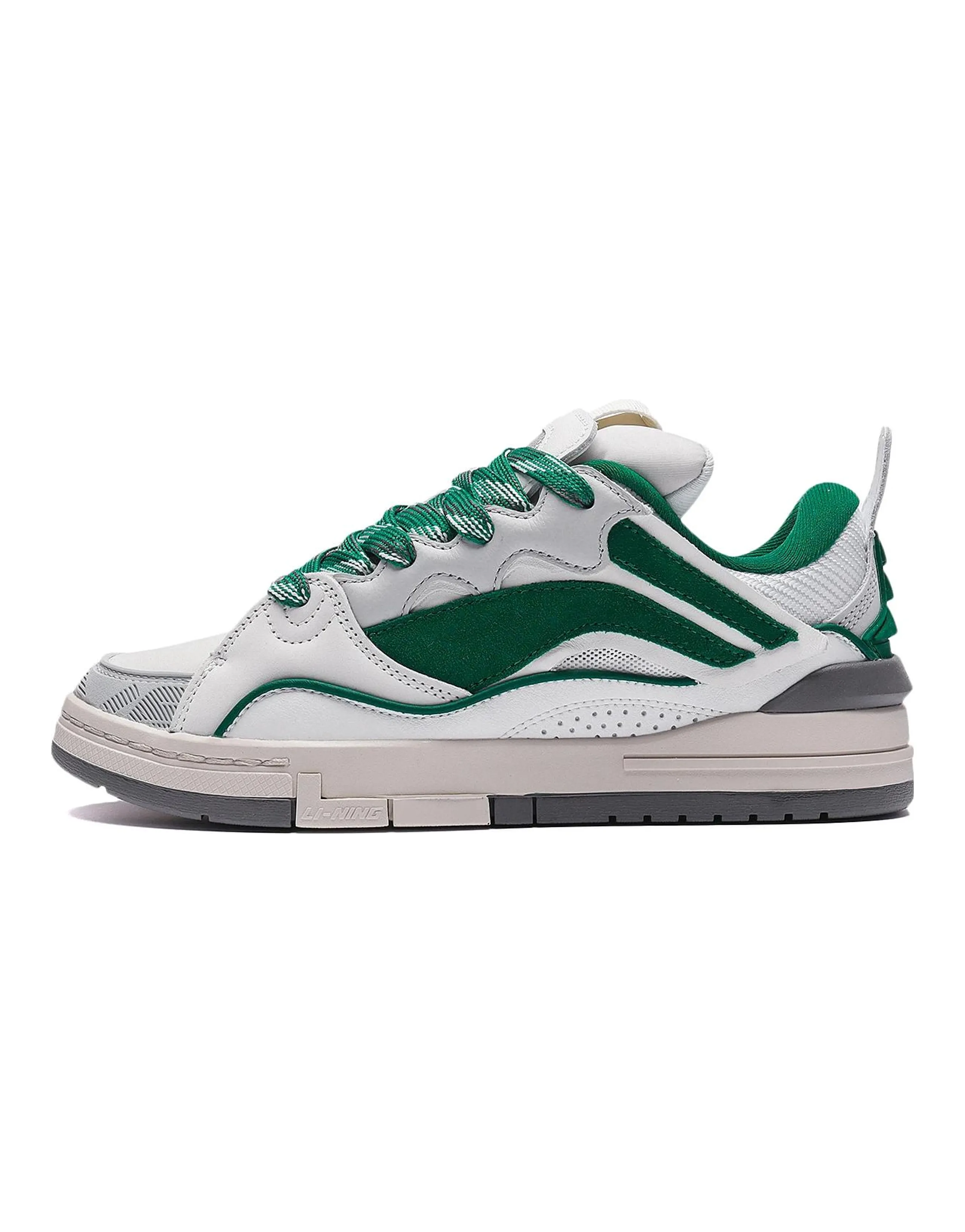 LiNing Wave Golden Anti-Slip Wear-Resistant Low-Top Skateboard Shoes Women's White Green