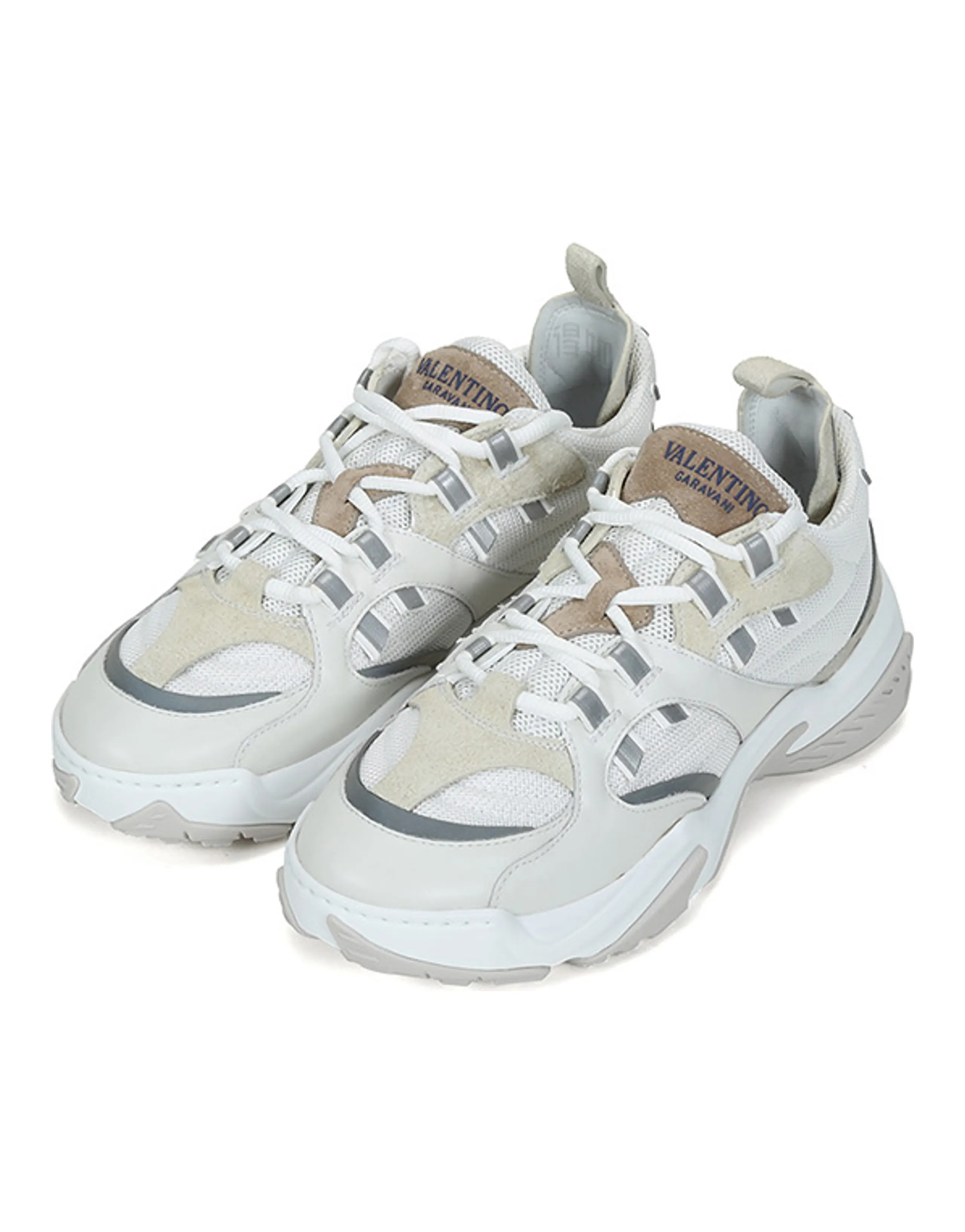 Valentino Lace-Up Casual Low-Top Dad Shoes Men's White Gray