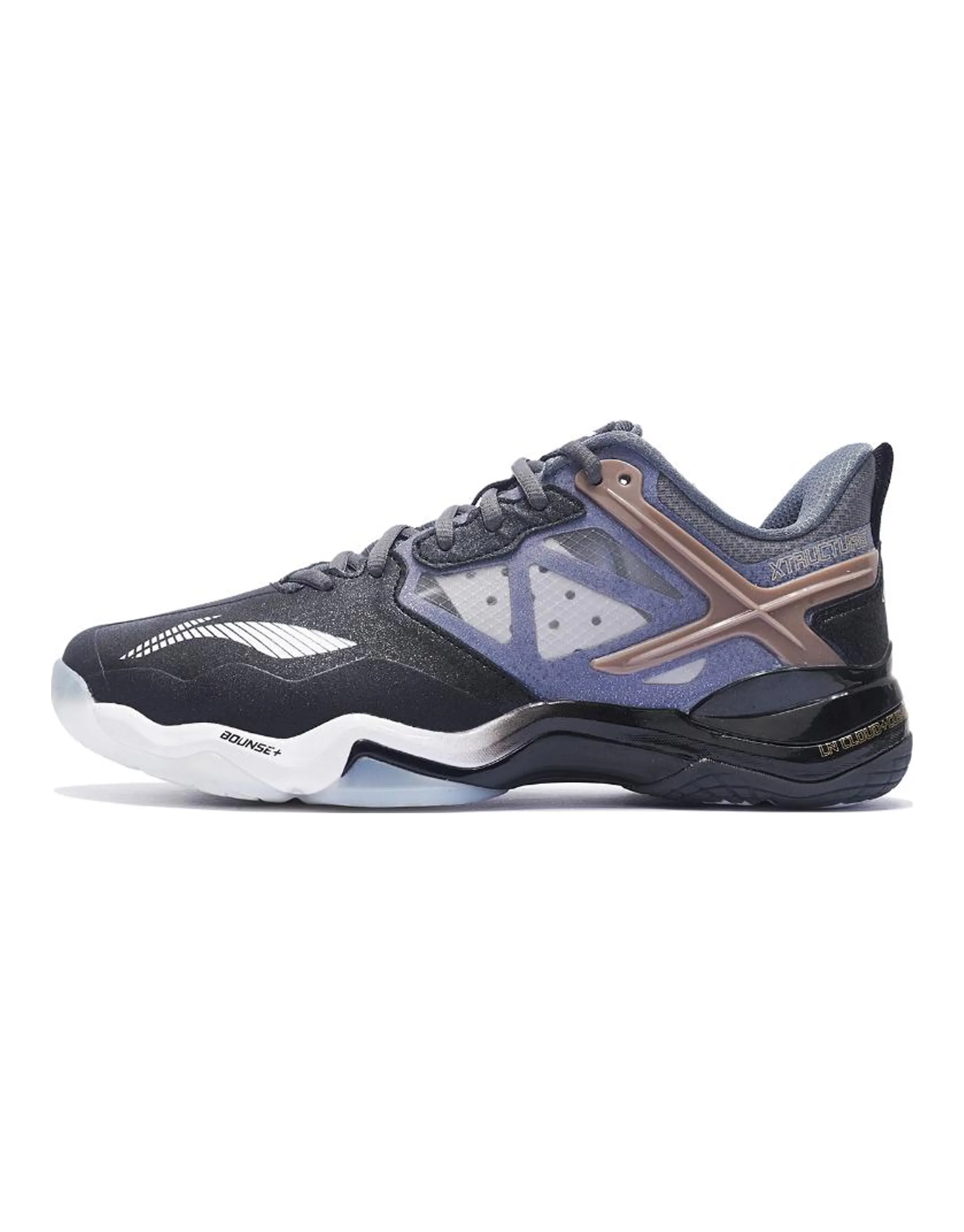 LiNing Sonic Boom OP Cushioned Slip Resistant Abrasion Resistant Breathable Low Top Badminton Shoes Black Gray Gold