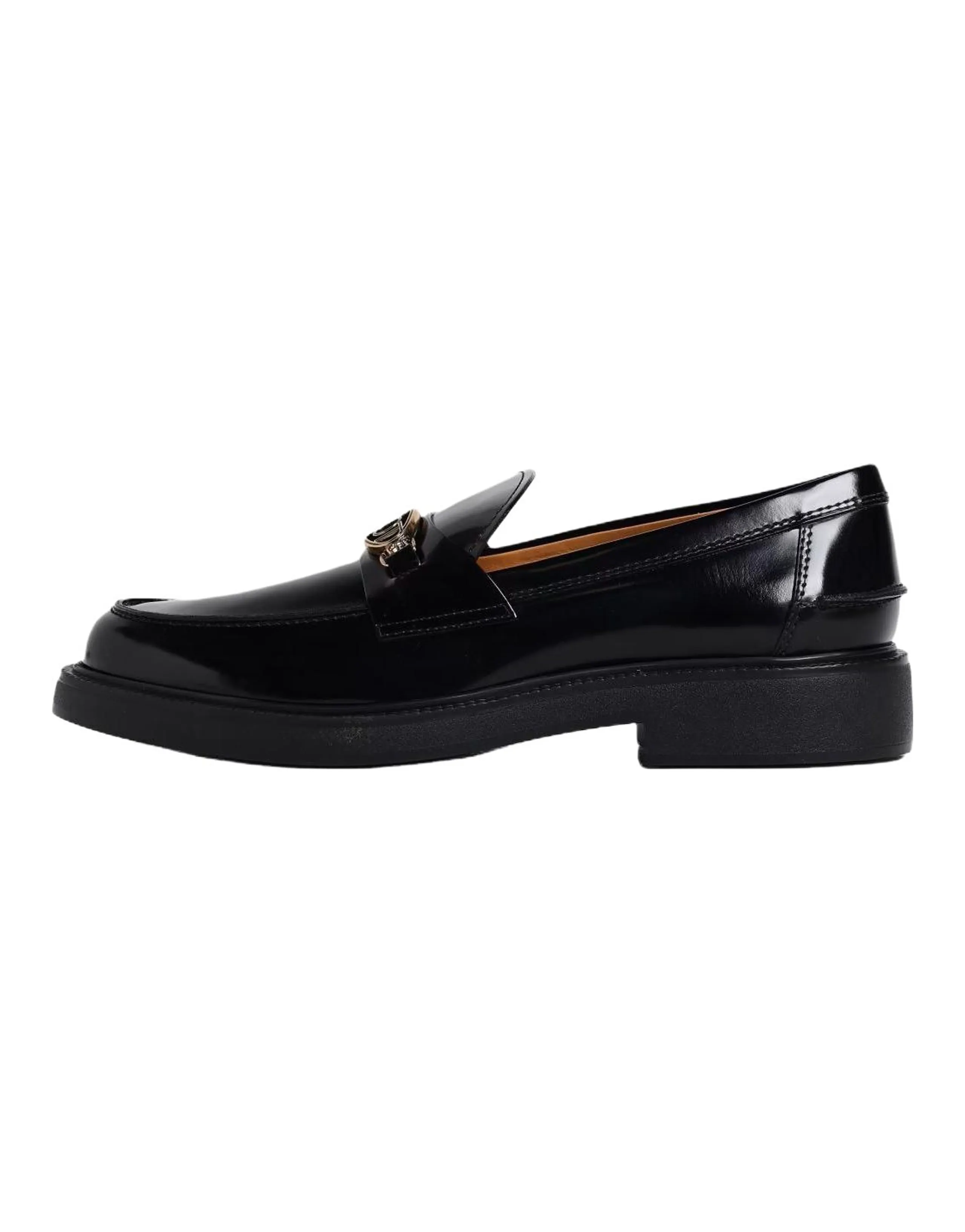 TOD'S Calf Leather Slip-On Round-Toe Loafers Women's Black