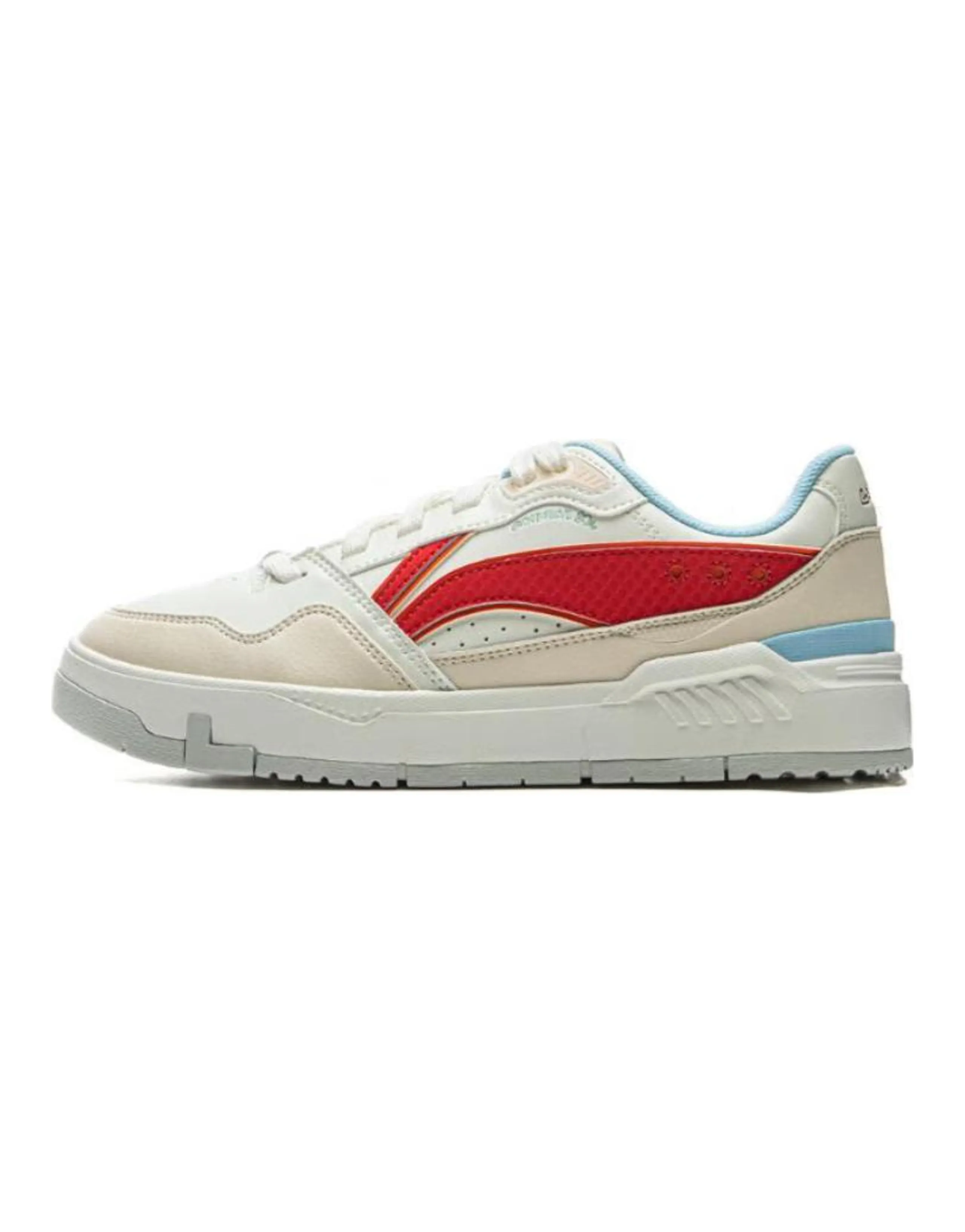 LiNing Common 80s Anti-Slip Wear-Resistant Low-Top Skateboard Shoes Women's Beige Red Blue