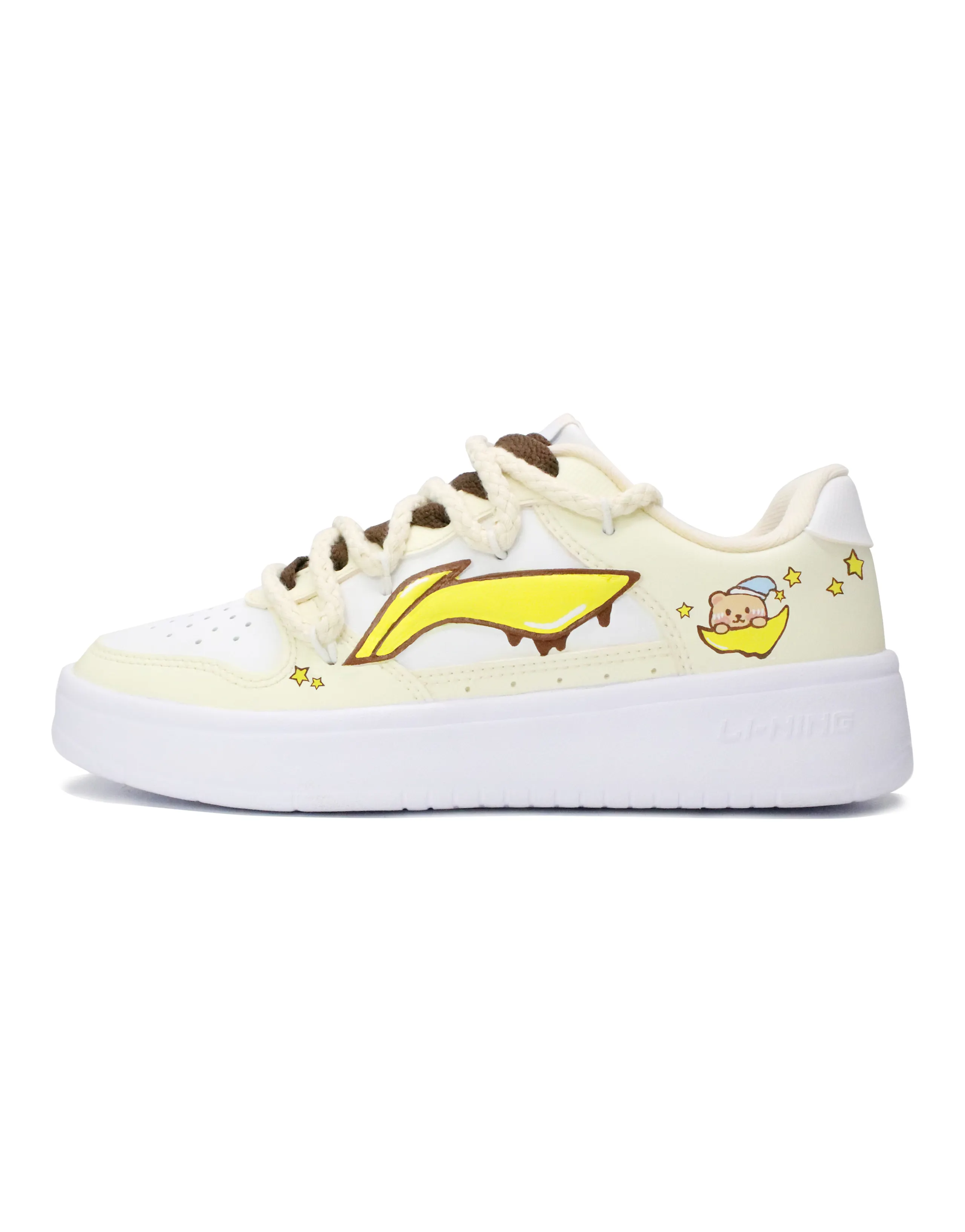 LINING Pontoon Boats Skateboard Shoes Women's Low-Top Yellow White/Brown