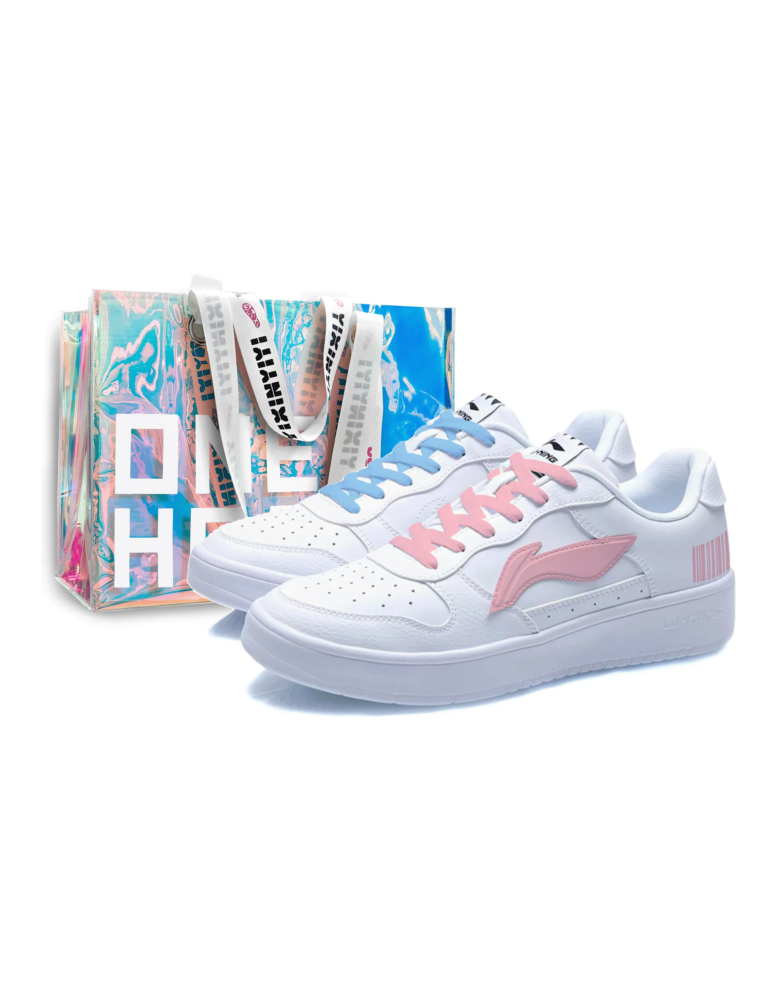 LINING Pontoon Boats Skateboard Shoes Unisex Low-Top White Pink