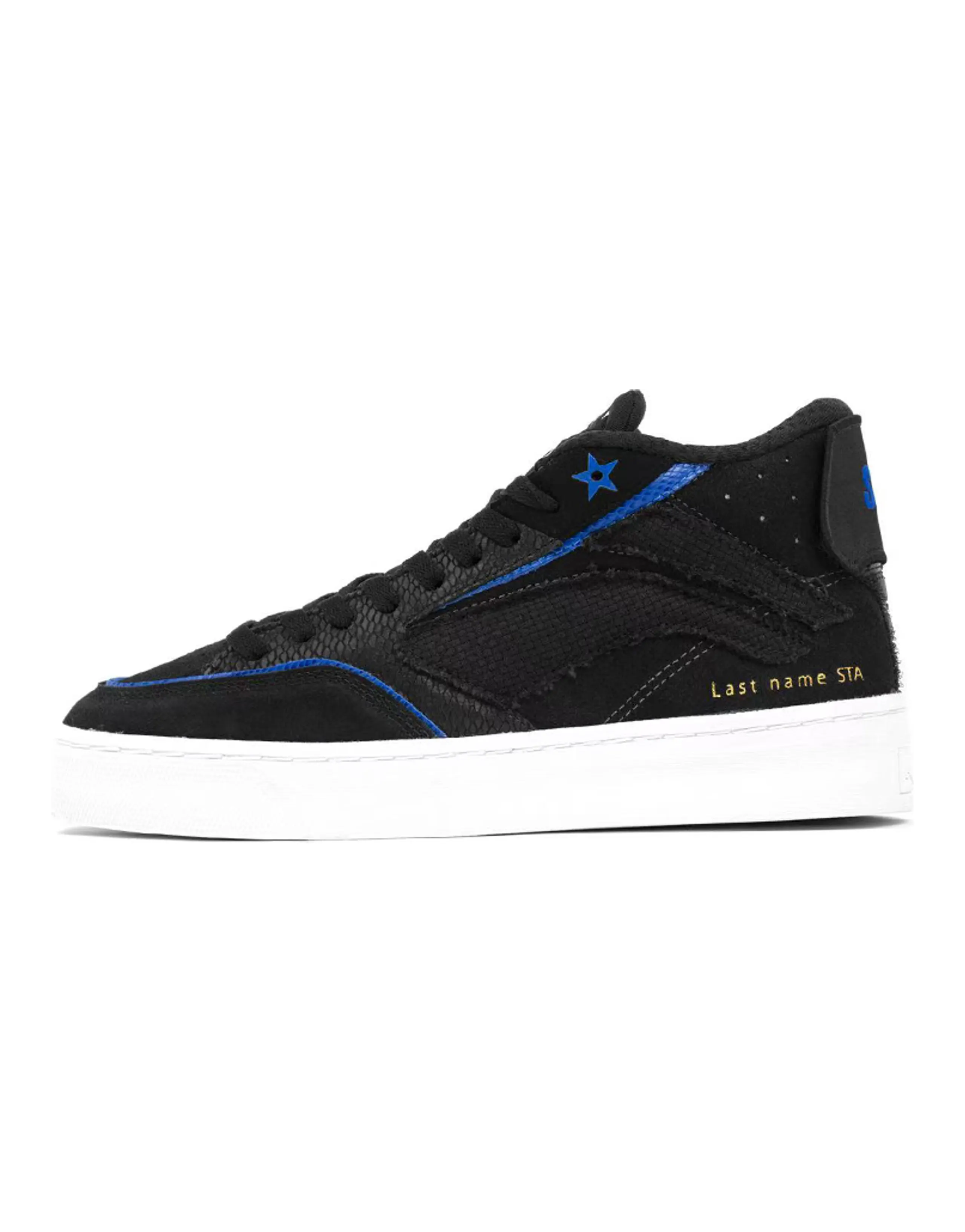 STA x LiNing Wave 180 Anti-Slip And Wear-Resistant Lightweight Mid-Top Skateboard Shoes Men's Black Blue