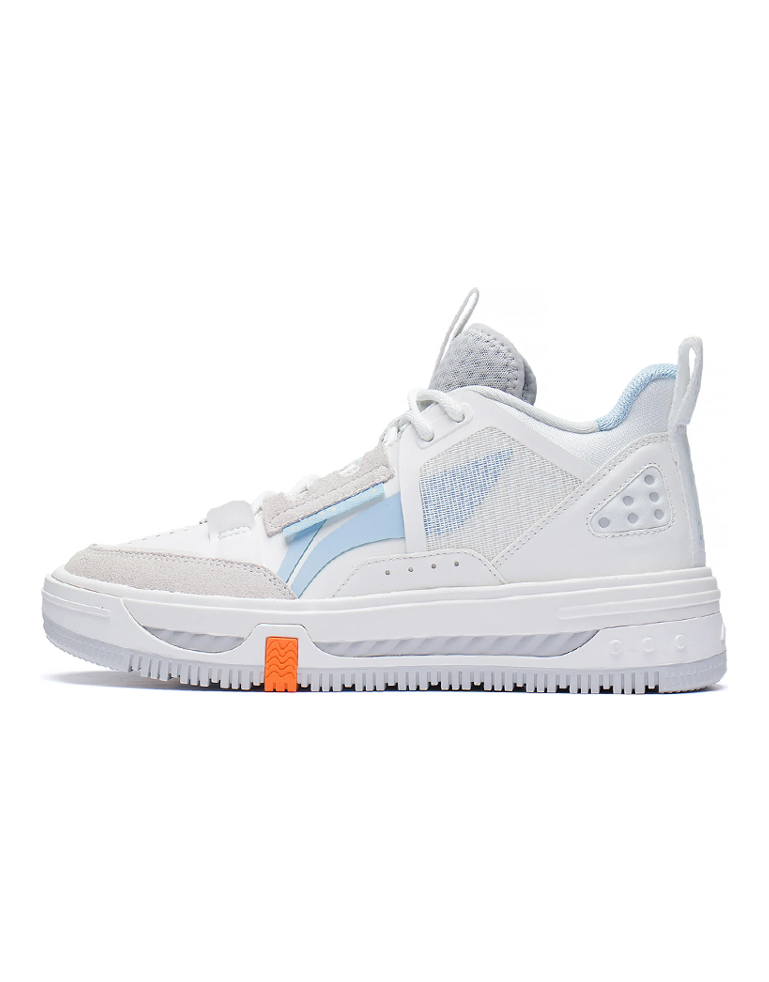 LINING Xingchuan Skateboard Shoes Women's Mid-Top Mist White/Light Belly Blue